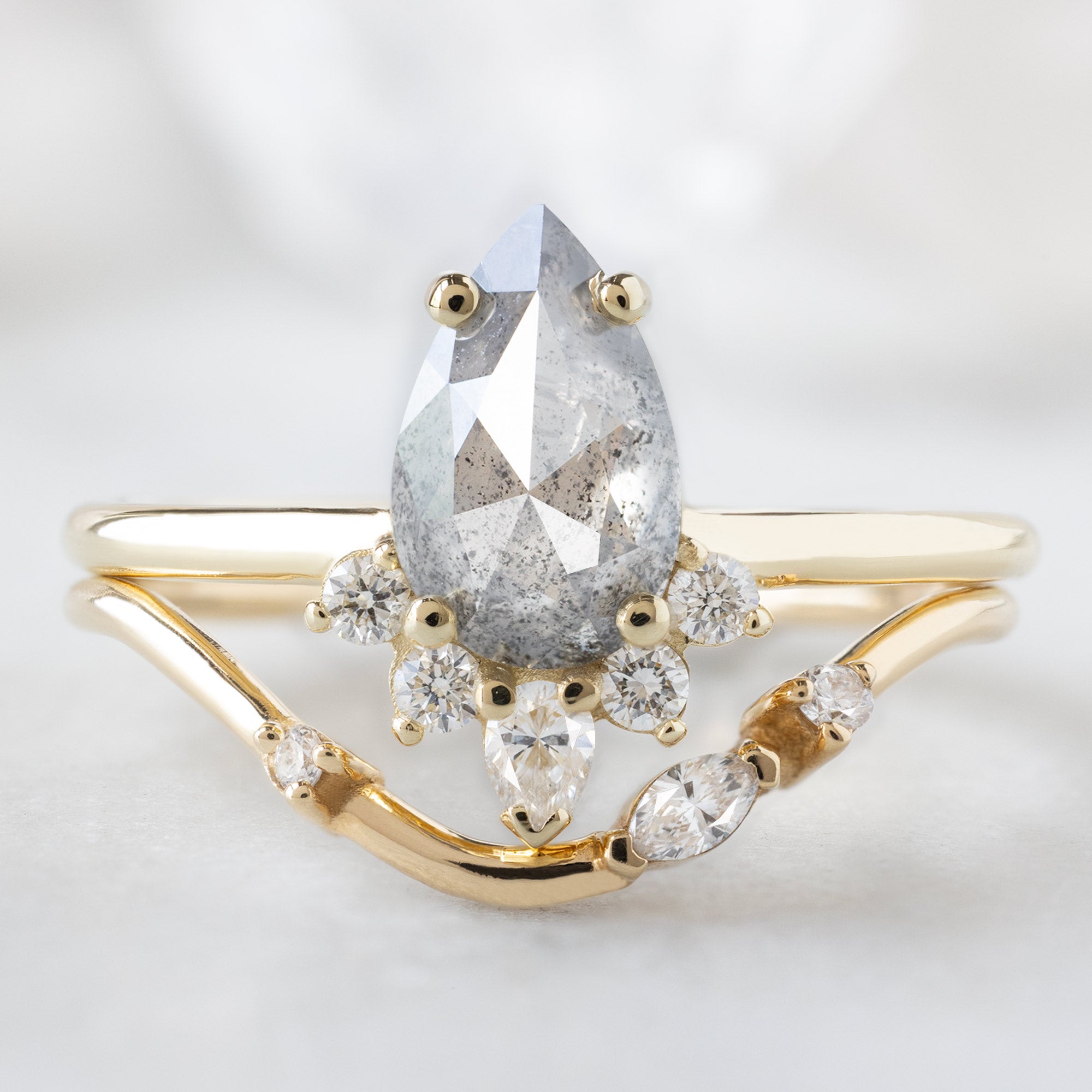 Alexis Russell  Engagement Rings The Aster Ring | 1.10ct Pear Salt and Pepper Diamond in 14K Yellow Gold