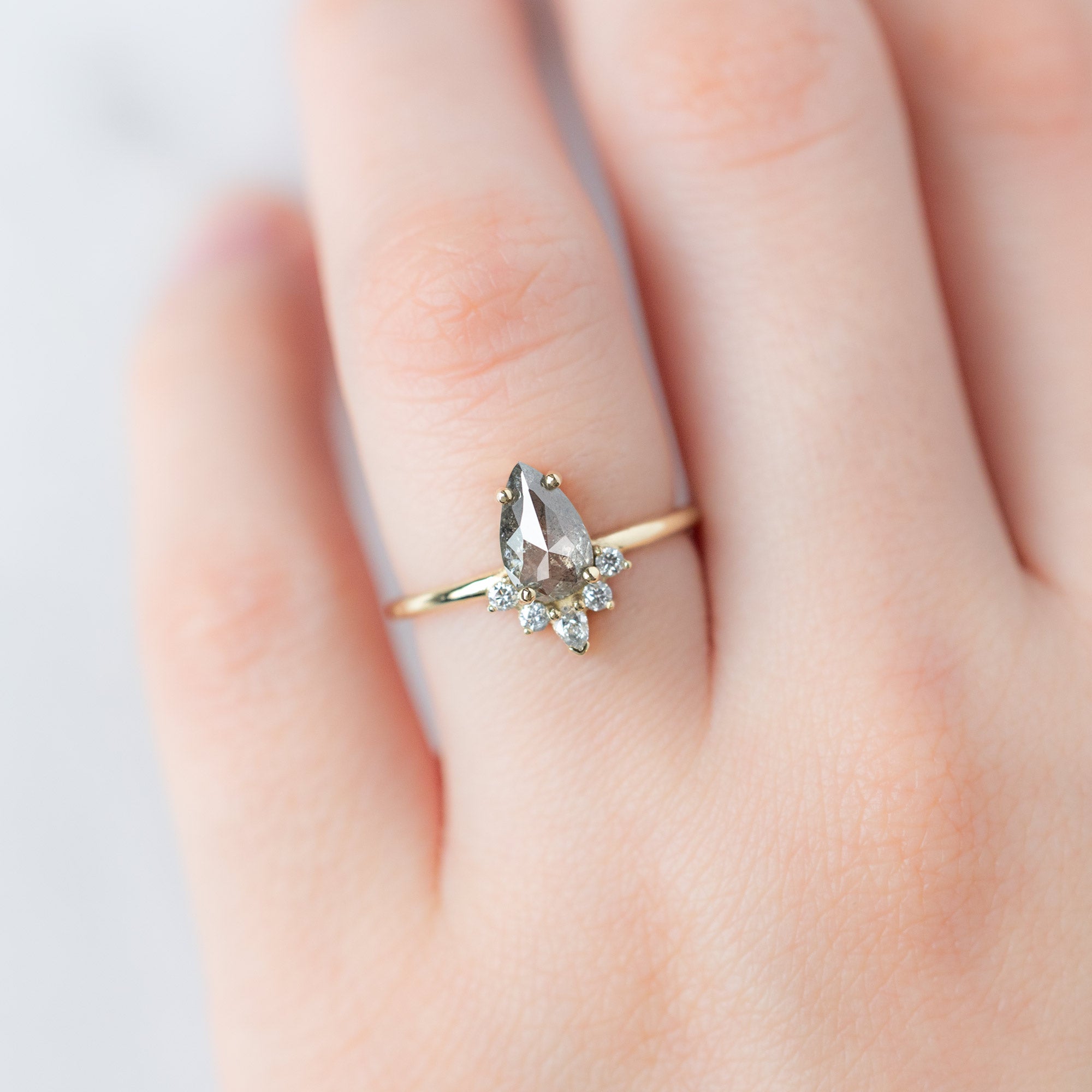 Alexis Russell  Engagement Rings The Aster Ring | 1.01ct Pear Green Diamond in 14K Yellow Gold
