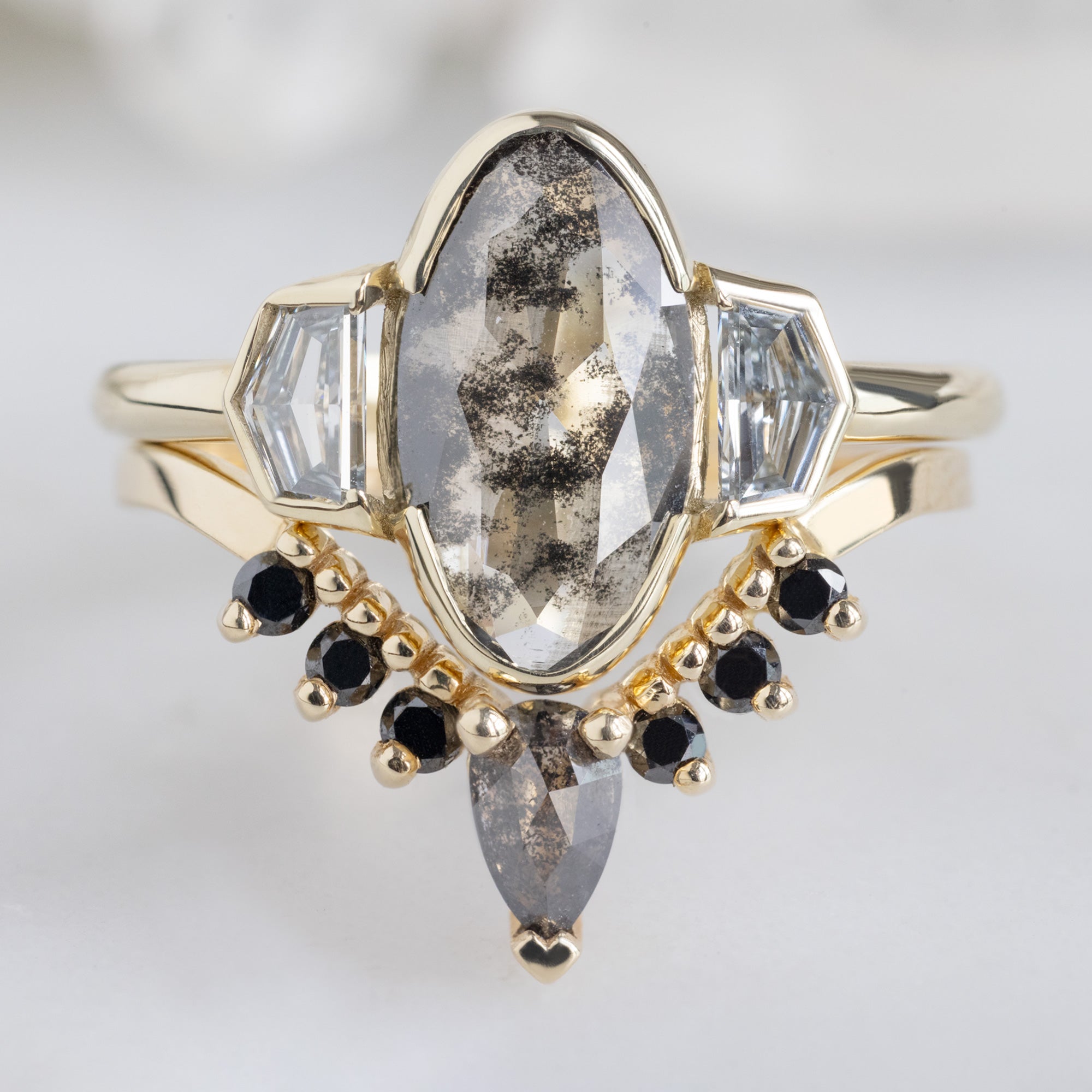 Alexis Russell  Engagement Rings The Luxe Jade Ring | 1.39ct Lab Grown Oval Salt and Pepper Diamond