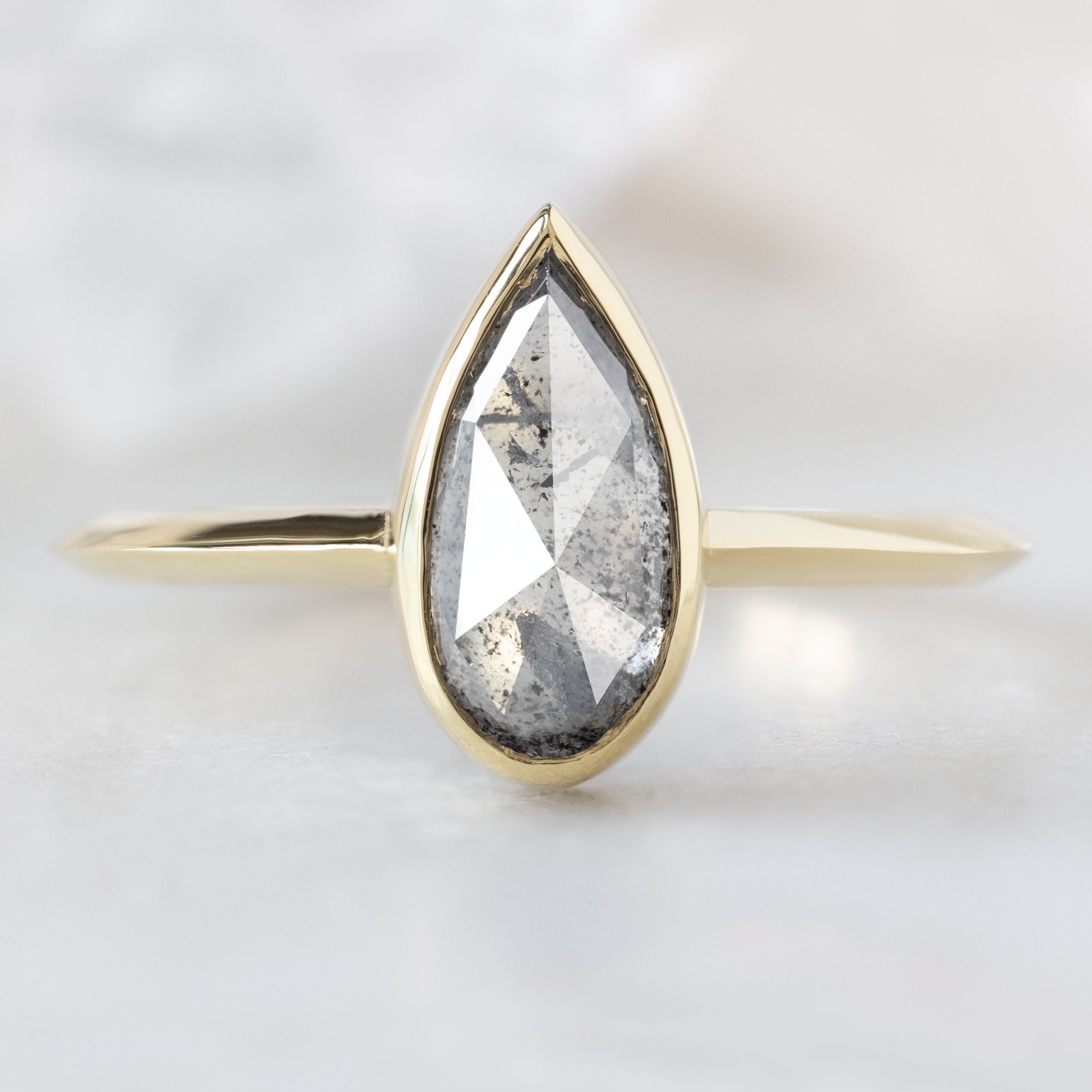 Alexis Russell  Engagement Rings The Hazel Ring | 1.30ct Pear Salt and Pepper Diamond in 14K Yellow Gold