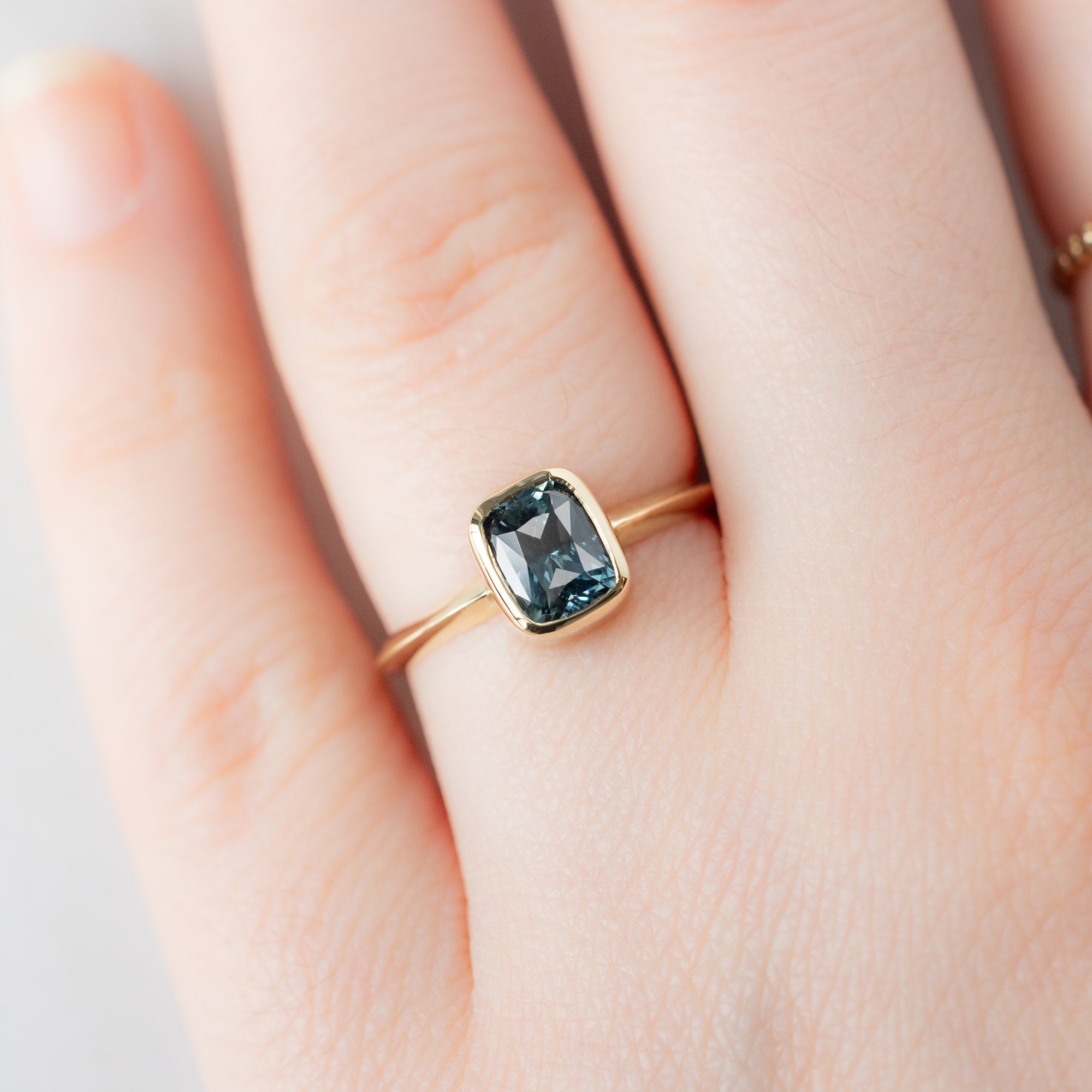 Alexis Russell  Engagement Rings The Hazel Ring | 1.78ct Cushion Cut Blue Sapphire in 14K Yellow Gold