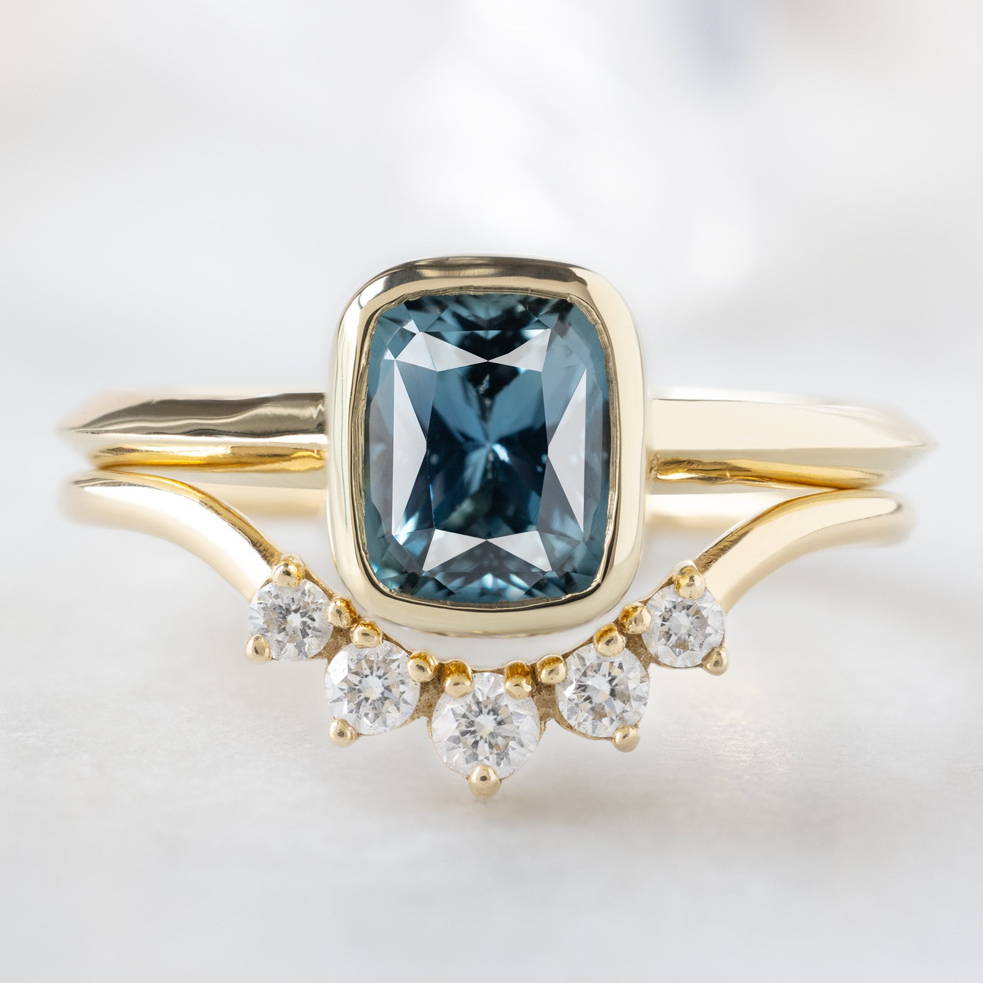 Alexis Russell  Engagement Rings The Hazel Ring | 1.78ct Cushion Cut Blue Sapphire in 14K Yellow Gold
