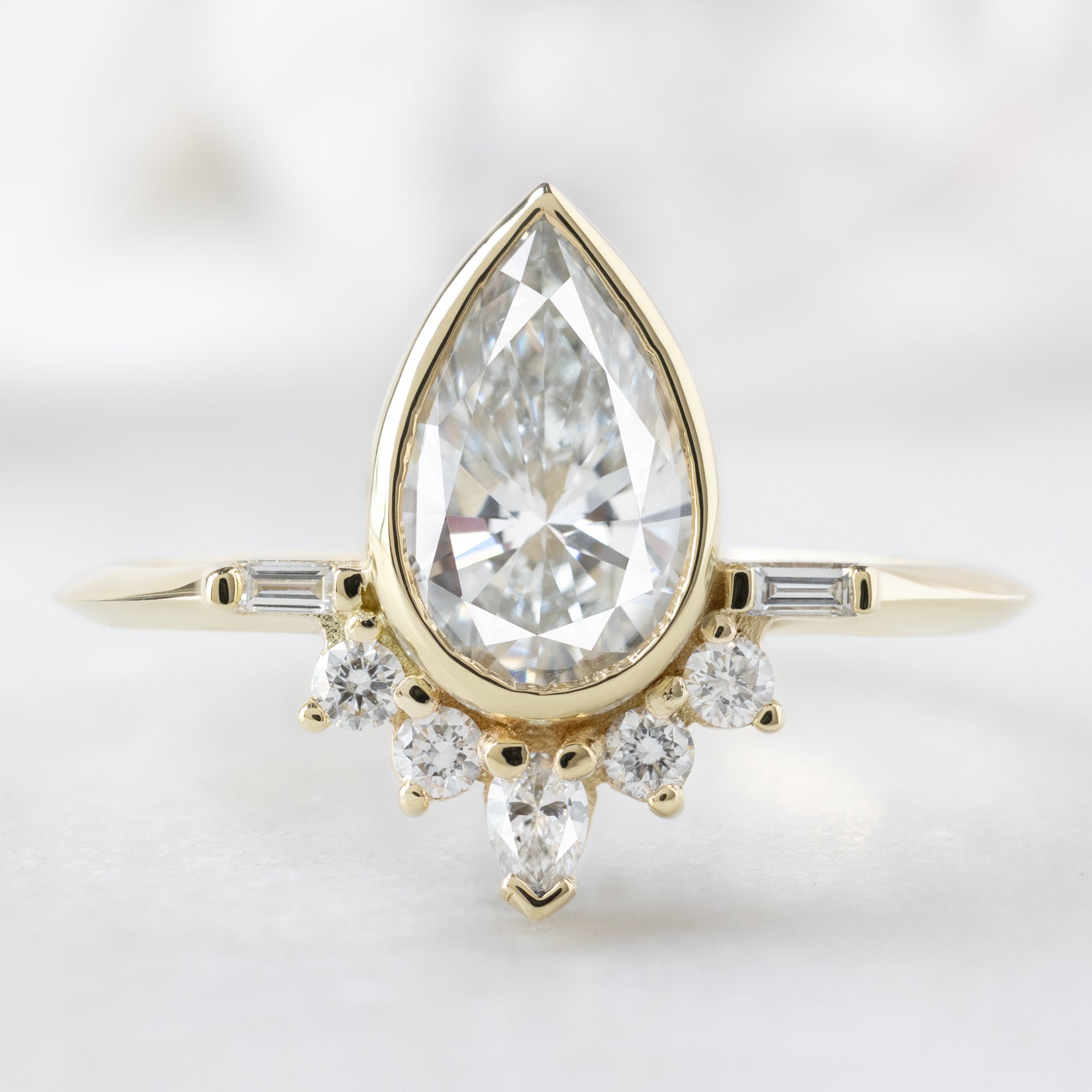 Alexis Russell  Engagement Rings The Posy Ring | 1.10ct Lab Grown Pear White Diamond in 14K Yellow Gold