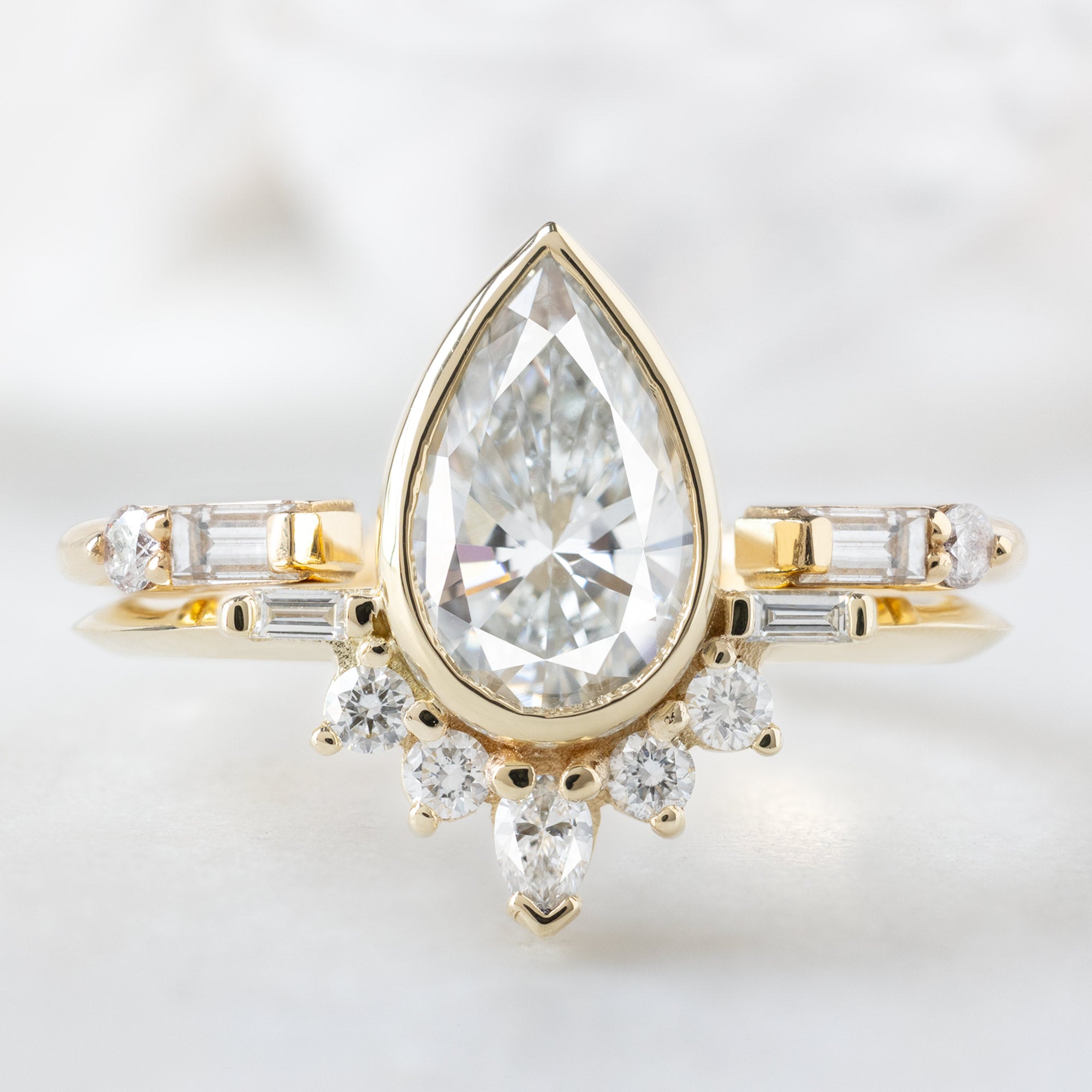Alexis Russell  Engagement Rings The Posy Ring | 1.10ct Lab Grown Pear White Diamond in 14K Yellow Gold