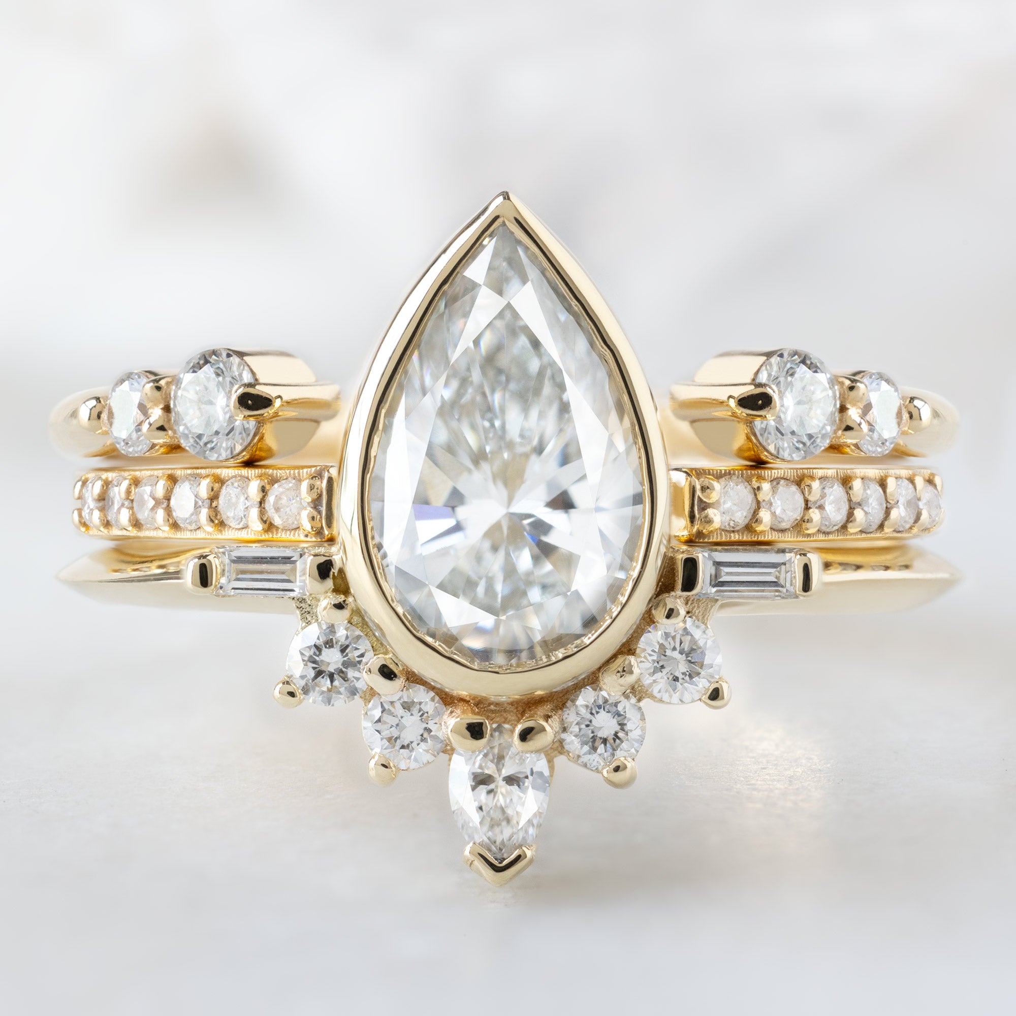 Alexis Russell  Engagement Rings The Posy Ring | 1.10ct Lab Grown Pear White Diamond in 14K Yellow Gold
