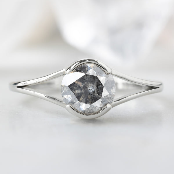 Alexis Russell  Engagement Rings The Magnolia Ring | 1.08ct Round Salt and Pepper Diamond in 14K White Gold