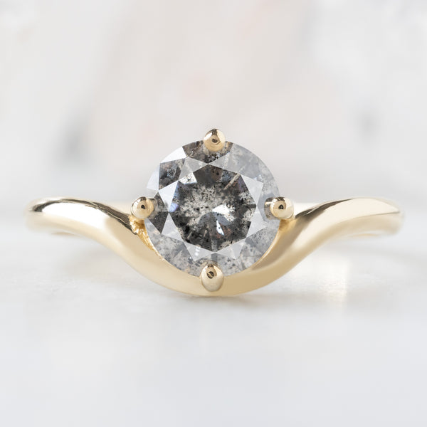 Alexis Russell  Engagement Rings The Wave Ring | .87ct Round Salt and Pepper Diamond in 14K Yellow Gold