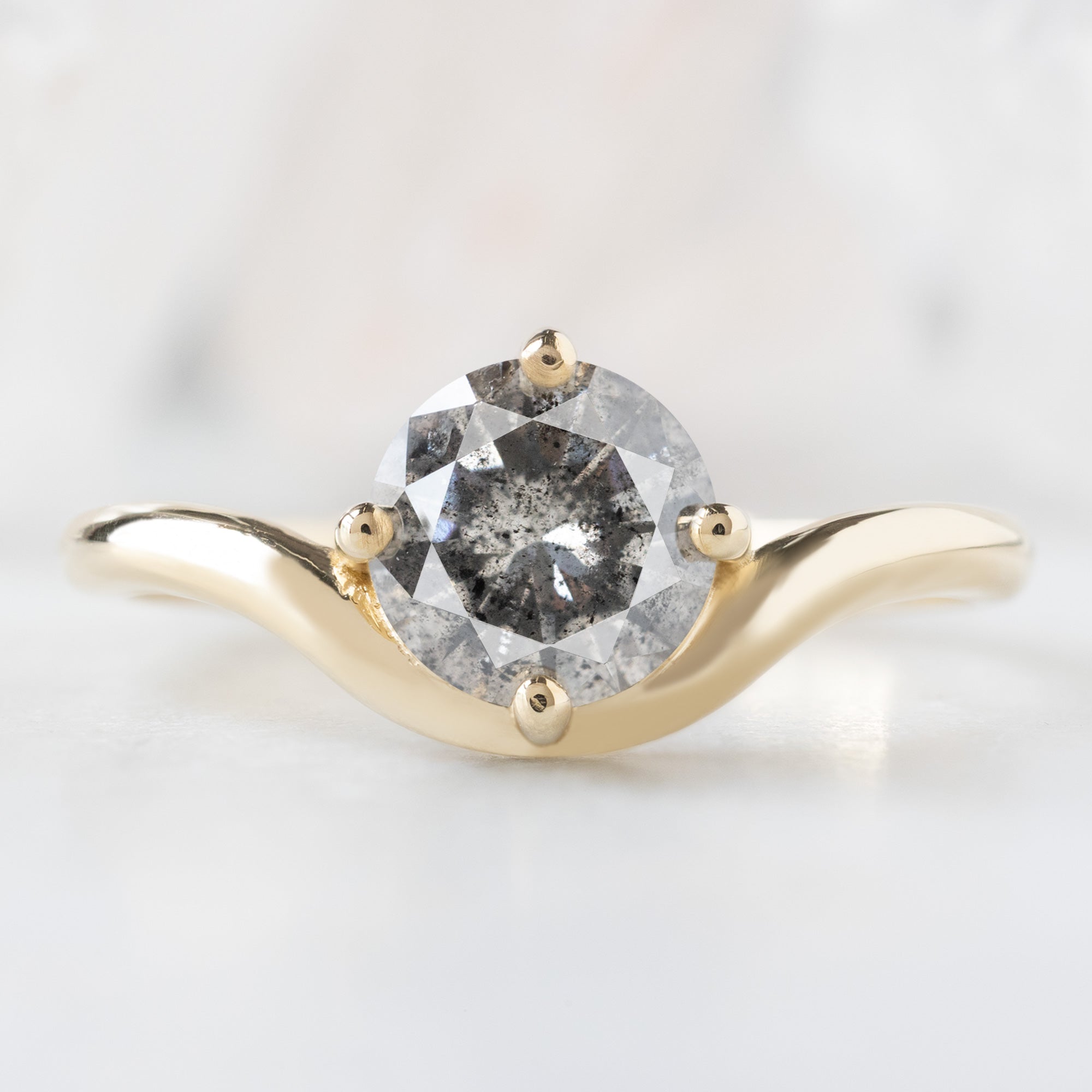 Alexis Russell  Engagement Rings The Wave Ring | .87ct Round Salt and Pepper Diamond in 14K Yellow Gold