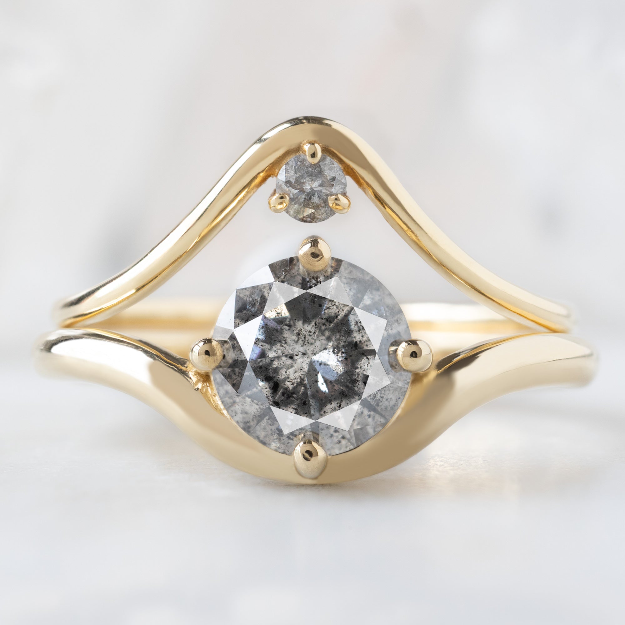 Alexis Russell  Engagement Rings The Wave Ring | .87ct Round Salt and Pepper Diamond in 14K Yellow Gold