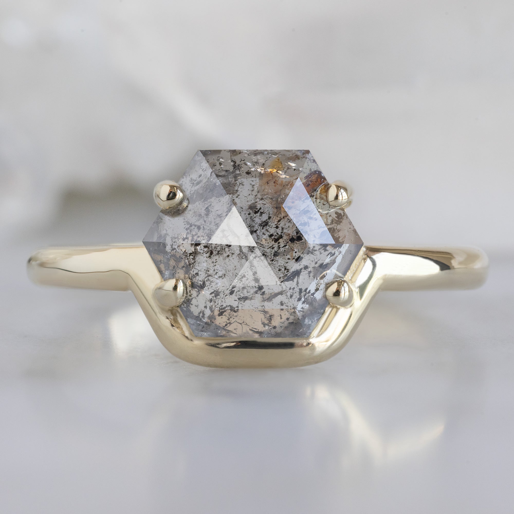 Alexis Russell  Engagement Rings The Wave Ring | .98ct Hexagon Sale and Pepper Diamond in 14K Yellow Gold