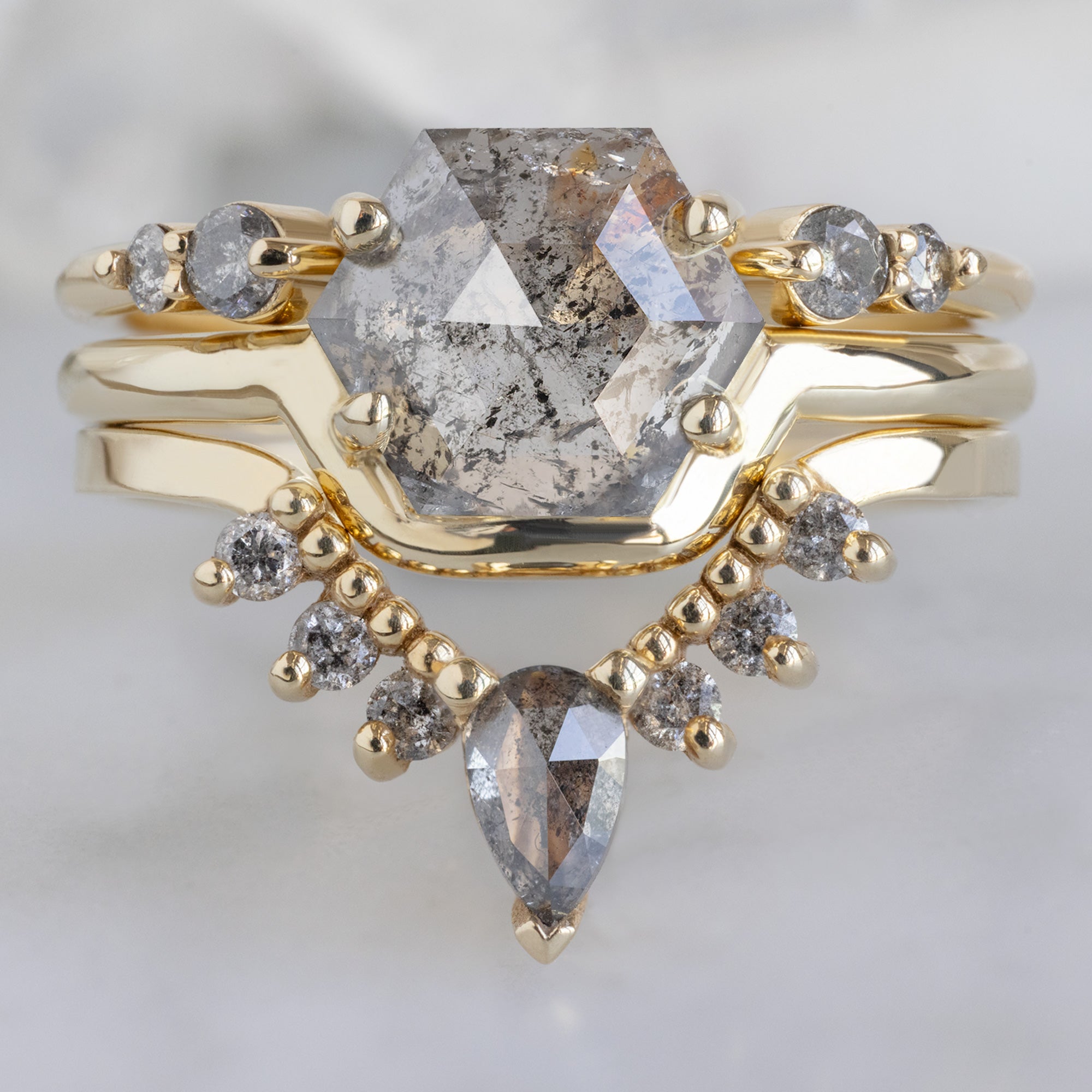 buy:the-luxe-open-cuff-salt-and-pepper-round-diamond-stacking-band-yellow-rose-or-white-gold,the-wave-ring-98ct-hexagon-salt-and-pepper-diamond-in-14k-yellow-gold,salt-and-pepper-pear-diamond-sunburst-stacking-band-14k-gold