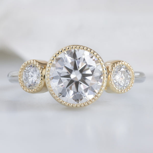 Alexis Russell  Engagement Rings The Milgrain Jade Ring | 1.50ct Lab Grown Round White Diamond in 14K Yellow Gold