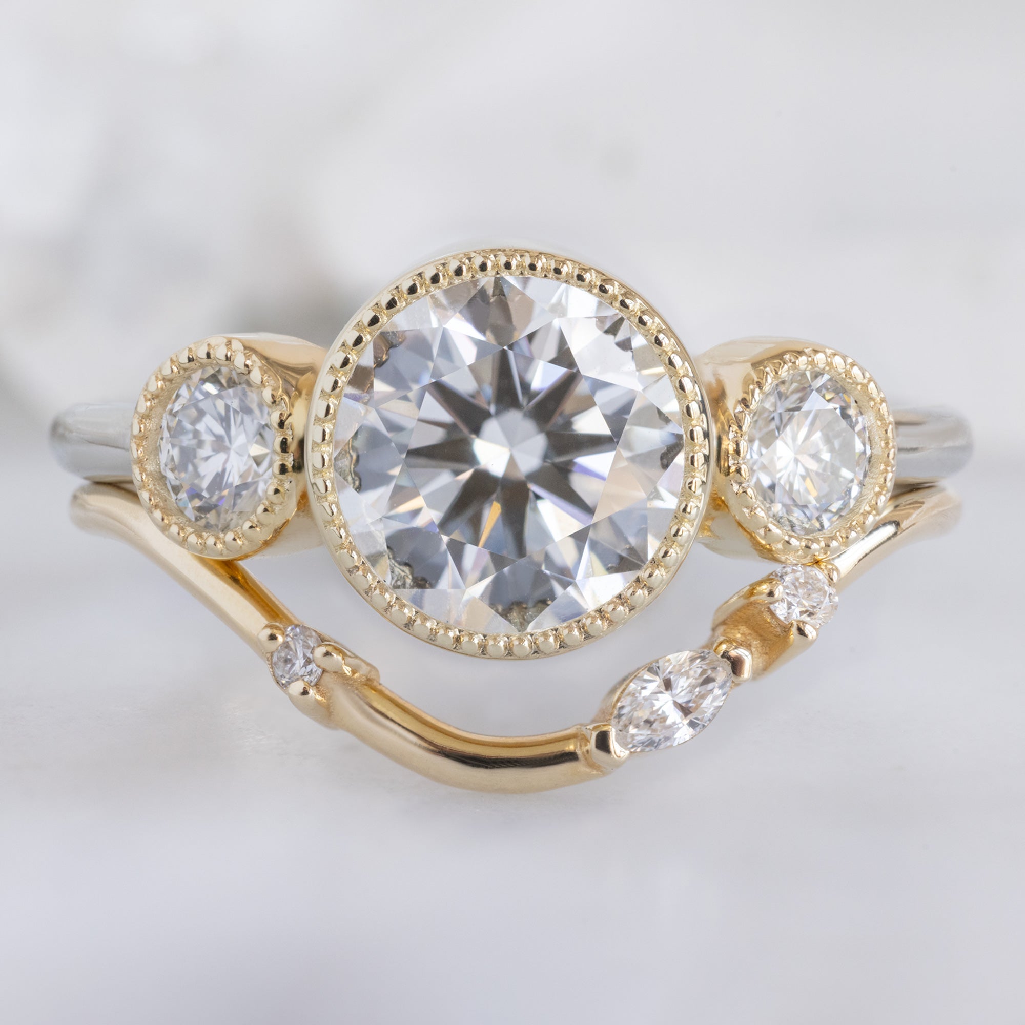 Alexis Russell  Engagement Rings The Milgrain Jade Ring | 1.50ct Lab Grown Round White Diamond in 14K Yellow Gold