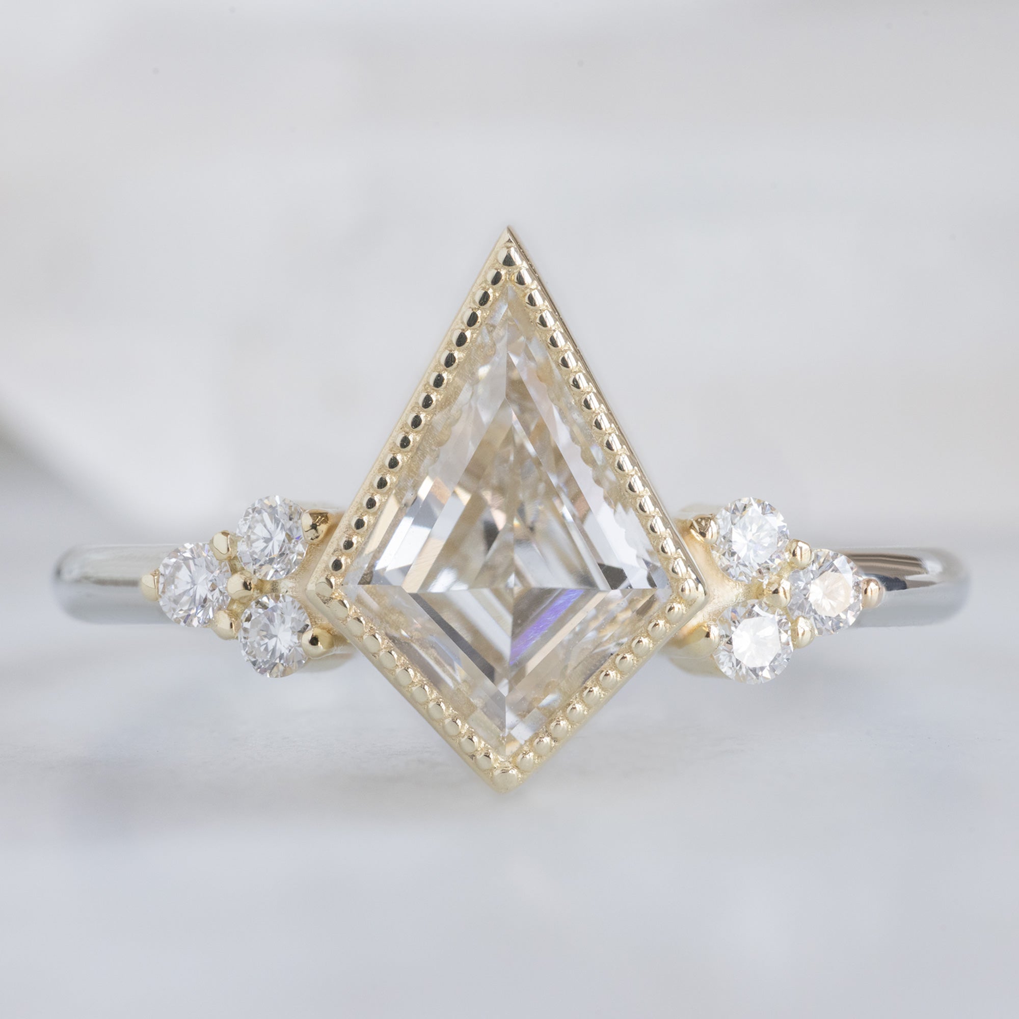 Alexis Russell  Engagement Rings The Milgrain Ivy Ring | 1.32ct Lab Grown Kite White Diamond in 14K Yellow Gold