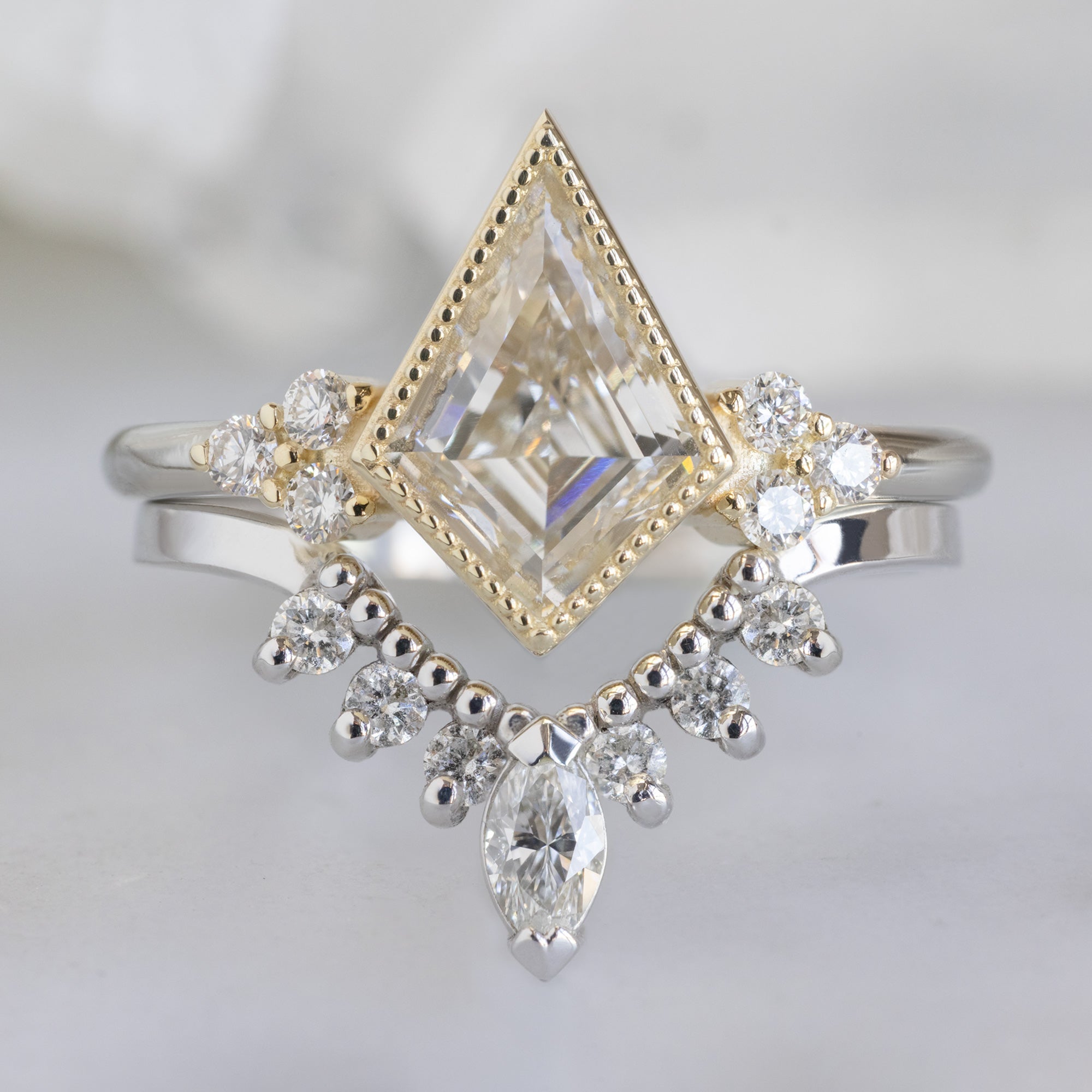 Alexis Russell  Engagement Rings The Milgrain Ivy Ring | 1.32ct Lab Grown Kite White Diamond in 14K Yellow Gold