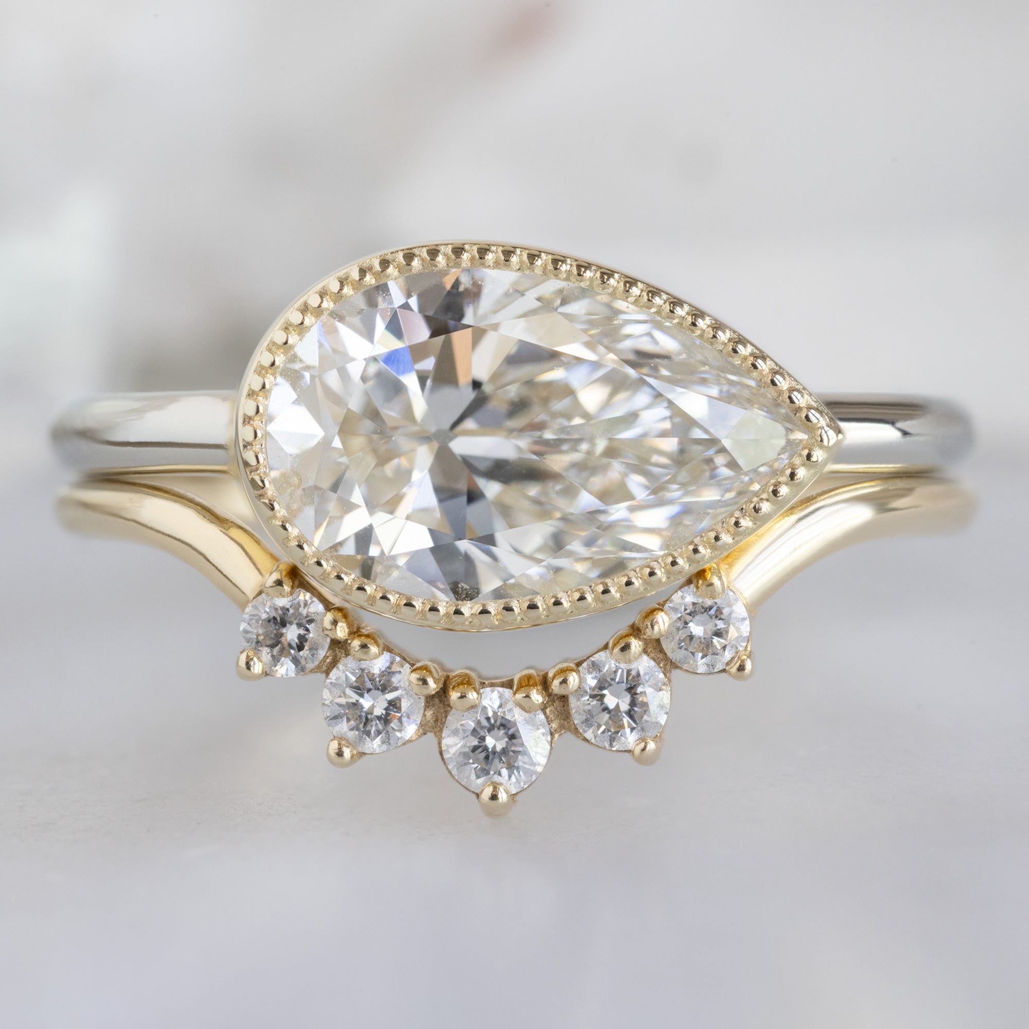Alexis Russell  Engagement Rings The Milgrain Hazel Ring | 1.79ct Lab Grown Pear Diamond in 14K Yellow Gold