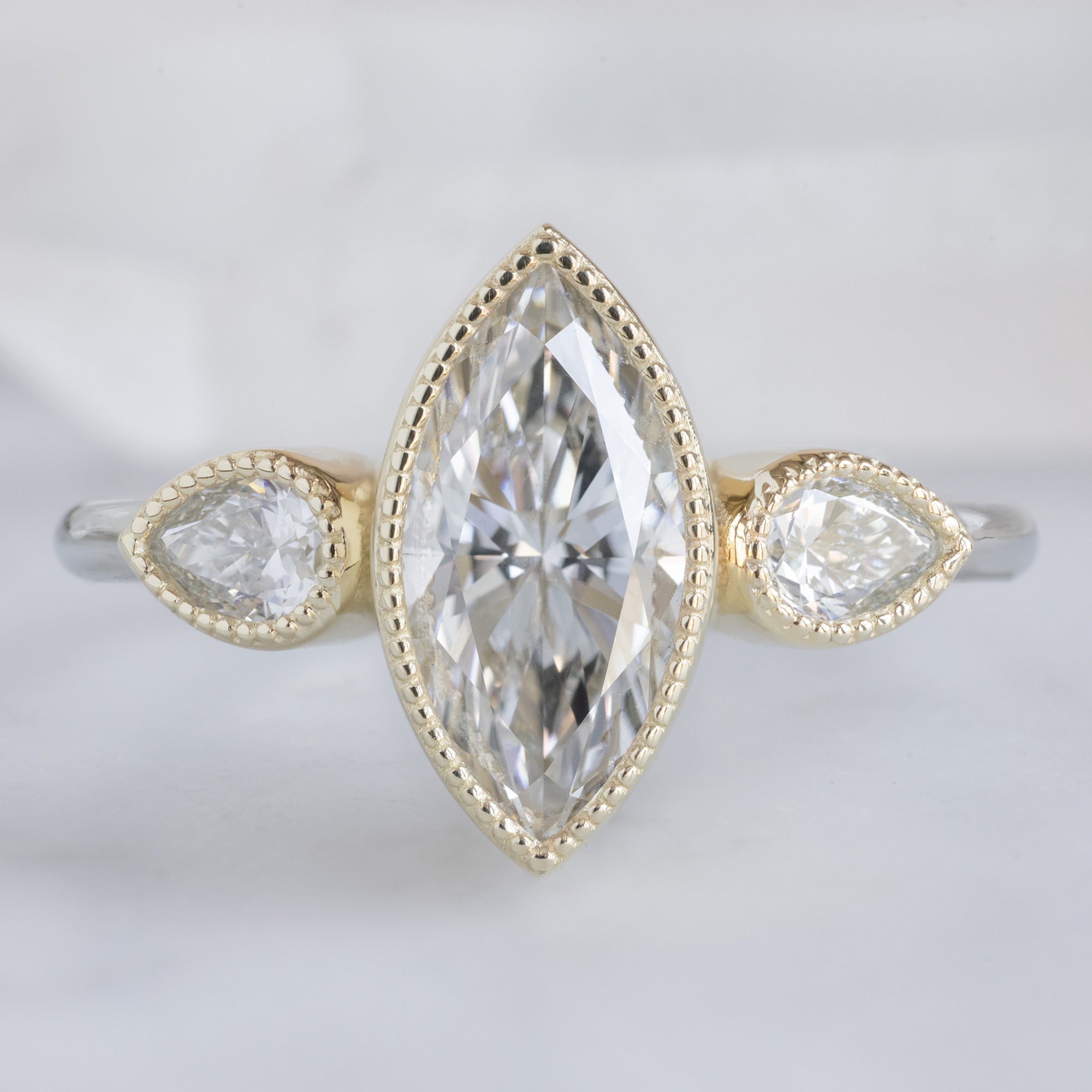 Alexis Russell  Engagement Rings The Milgrain Jade Ring | 1.41ct Lab Grown Marquise White Diamond in 14K Yellow Gold