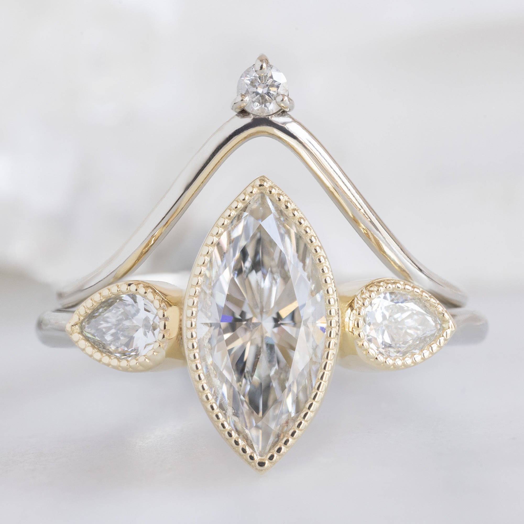 Alexis Russell  Engagement Rings The Milgrain Jade Ring | 1.41ct Lab Grown Marquise White Diamond in 14K Yellow Gold