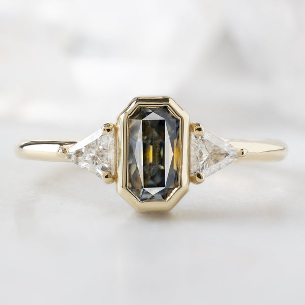 Alexis Russell  Engagement Rings The Watercolor Jade Ring | .86ct Emerald Cut Parti Sapphire in 14K Yellow Gold