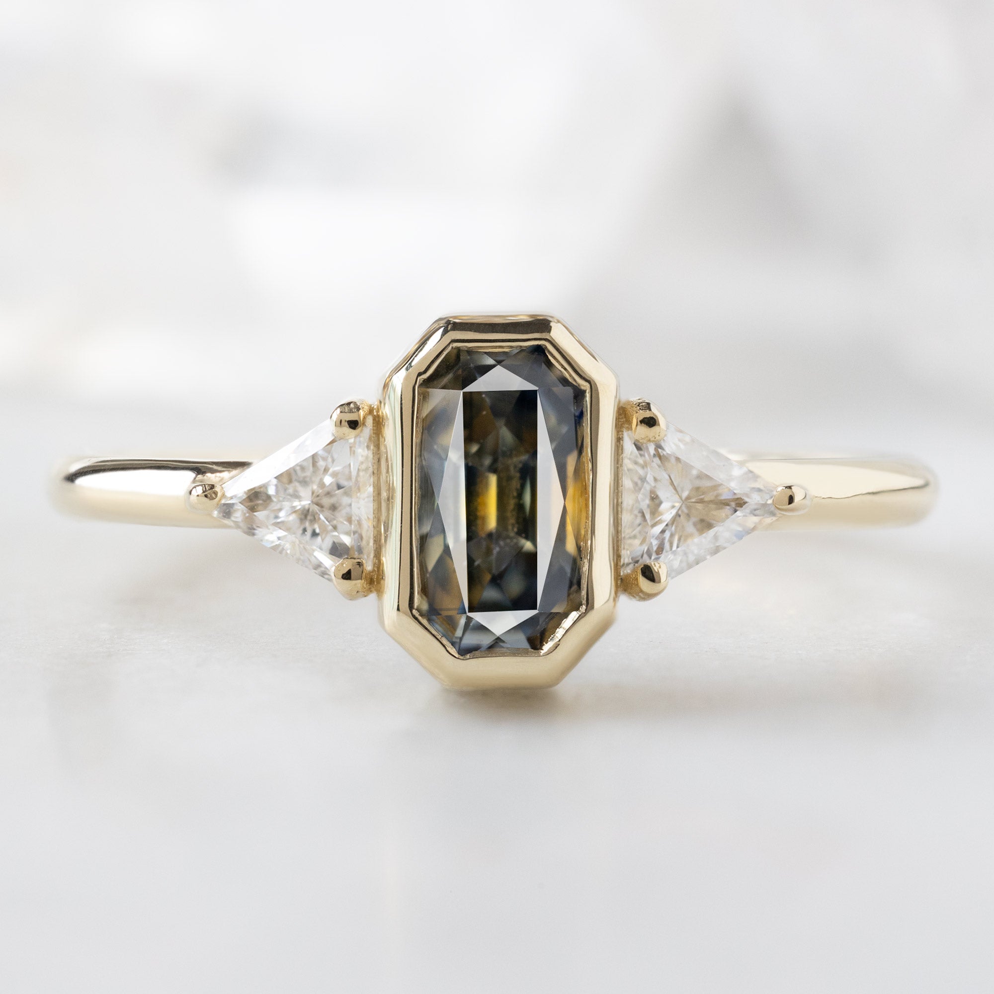 Alexis Russell  Engagement Rings The Watercolor Jade Ring | .86ct Emerald Cut Parti Sapphire in 14K Yellow Gold