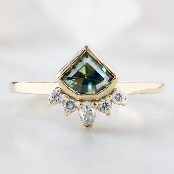 Alexis Russell  Engagement Rings The Watercolor Aster Ring | .85ct Geometric Parti Sapphire in 14K Yellow Gold