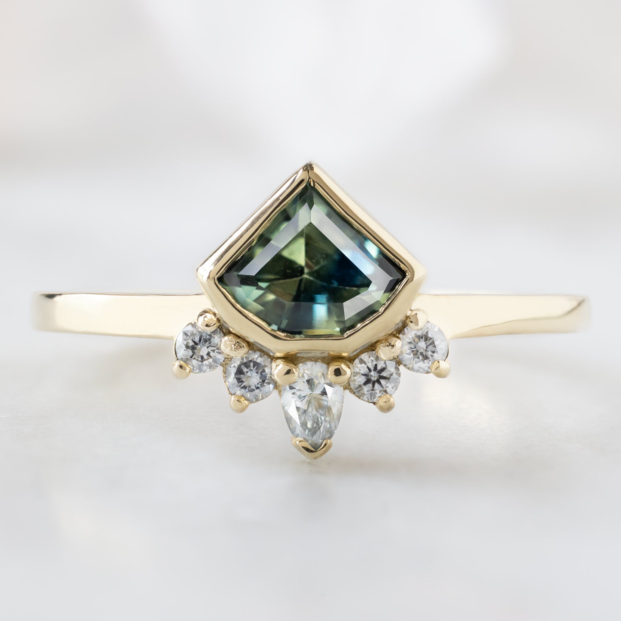 Alexis Russell  Engagement Rings The Watercolor Aster Ring | .85ct Geometric Parti Sapphire in 14K Yellow Gold