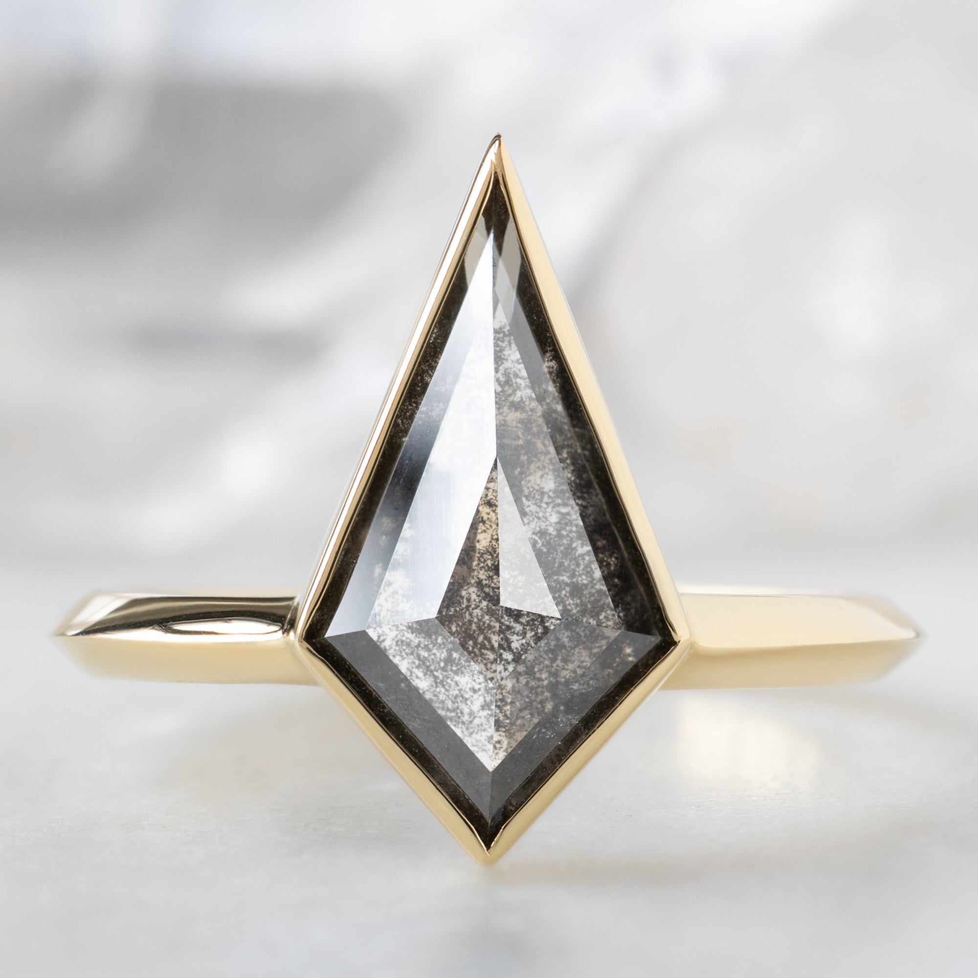 Alexis Russell  Engagement Rings The Hazel Ring | 1.91ct Lab Grown Kite Salt and Pepper Diamond in 14K Yellow Gold