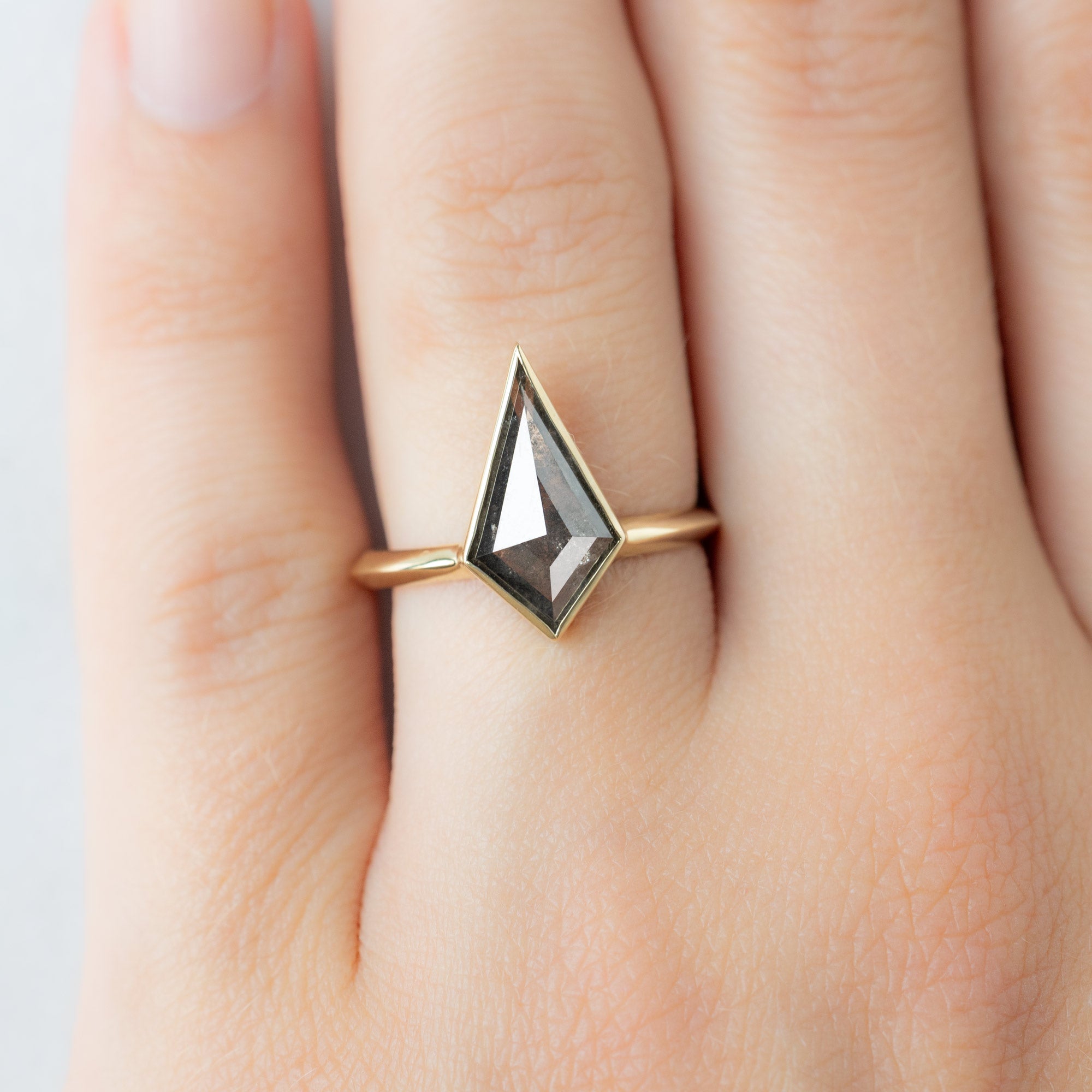 Alexis Russell  Engagement Rings The Hazel Ring | 1.91ct Lab Grown Kite Salt and Pepper Diamond in 14K Yellow Gold
