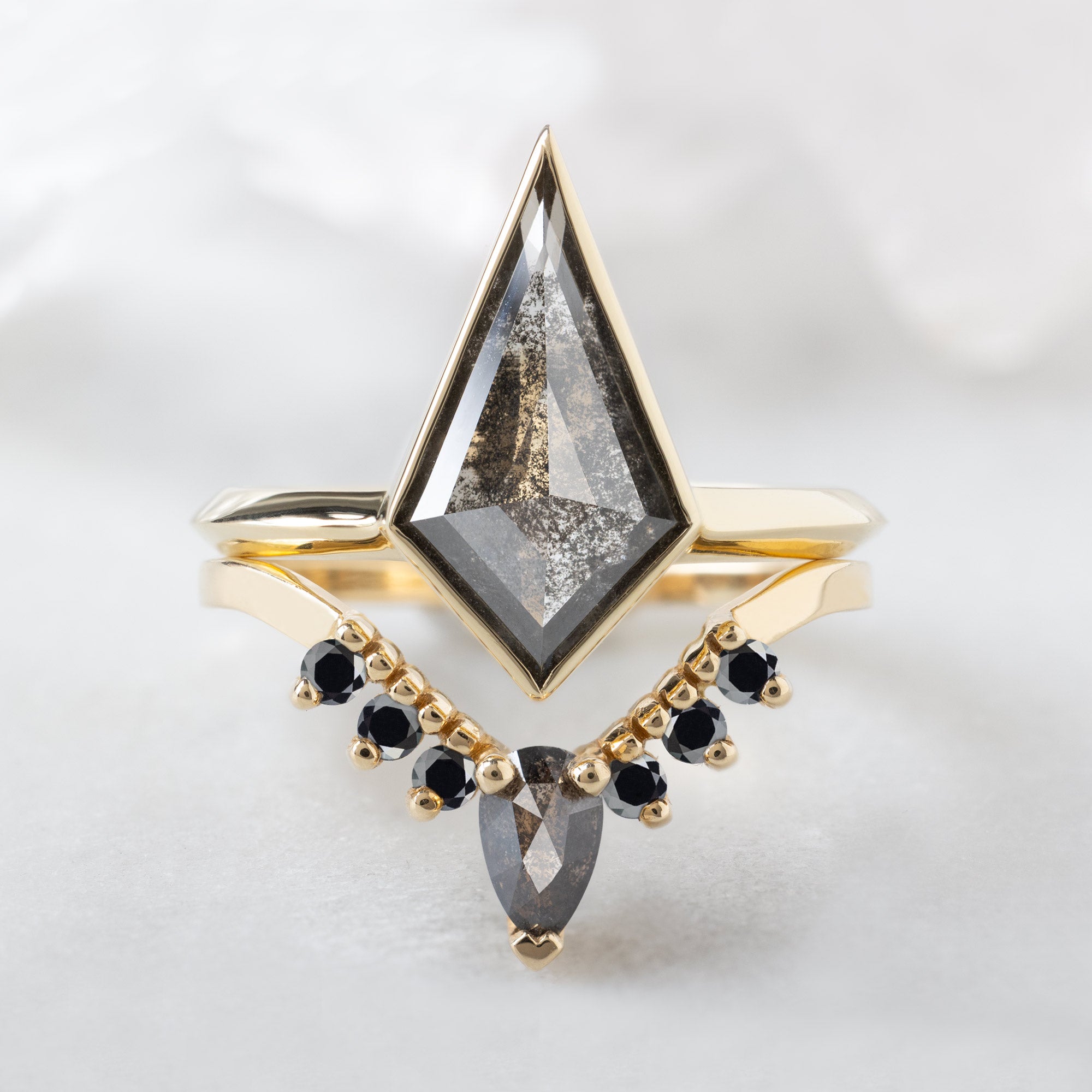 Alexis Russell  Engagement Rings The Hazel Ring | 1.91ct Lab Grown Kite Salt and Pepper Diamond in 14K Yellow Gold