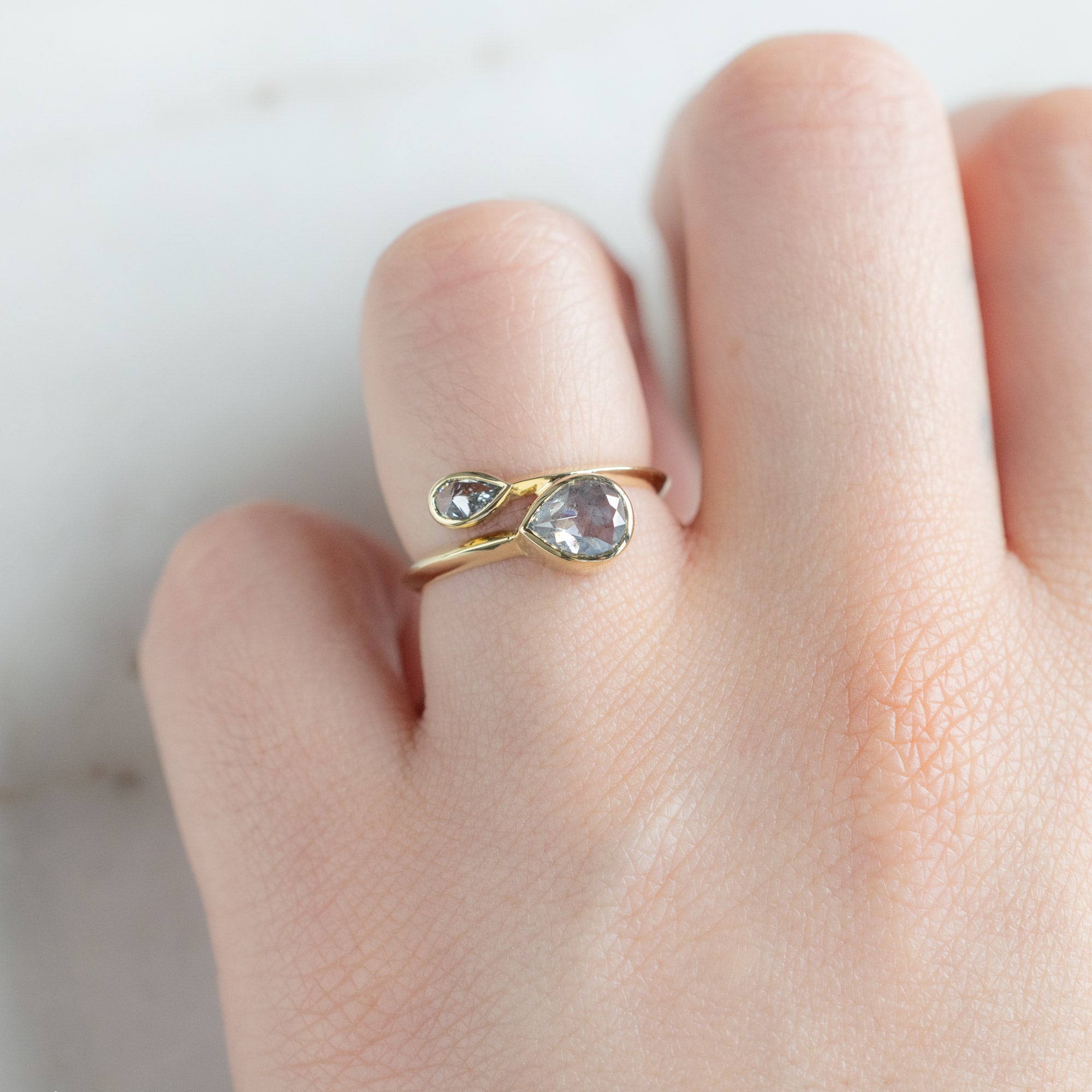 Alexis Russell  Engagement Rings The Wrap Ring | with a 1.09ct Pear Icy White Diamond in 14K Yellow Gold