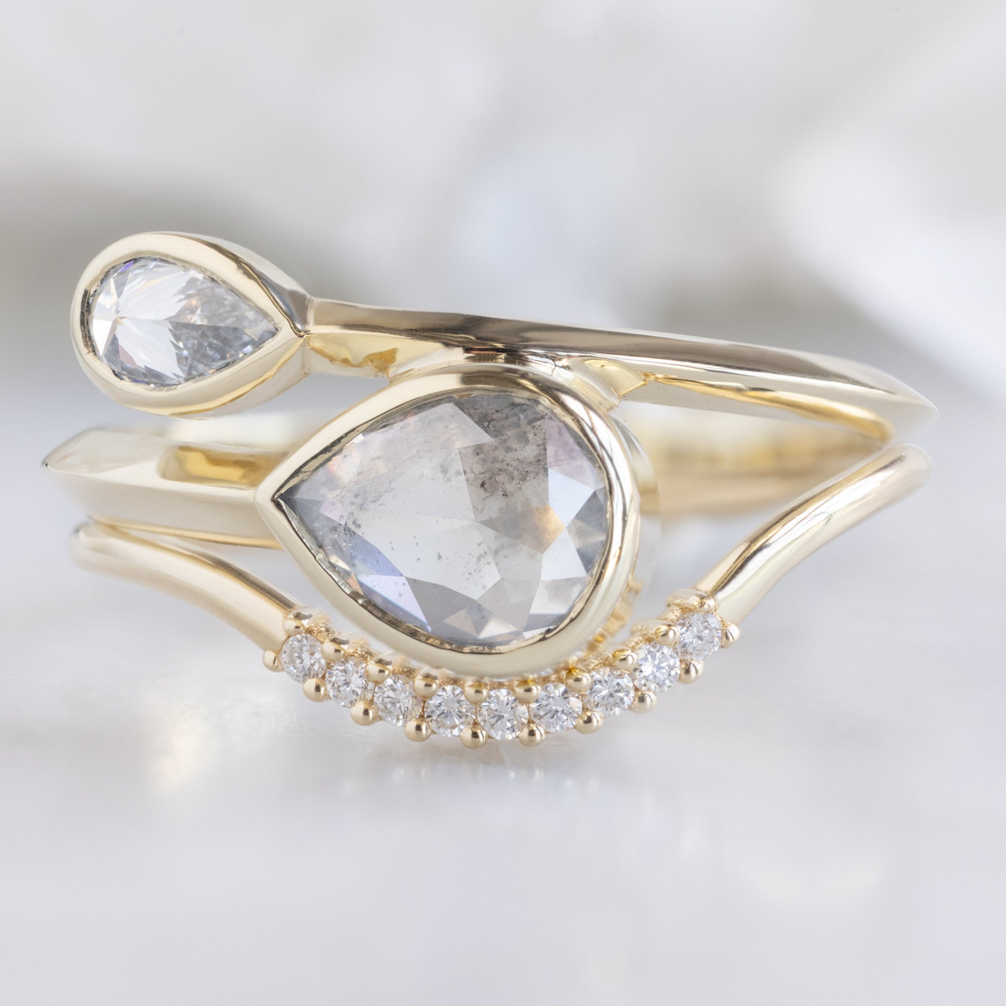 Alexis Russell  Engagement Rings The Wrap Ring | with a 1.09ct Pear Icy White Diamond in 14K Yellow Gold