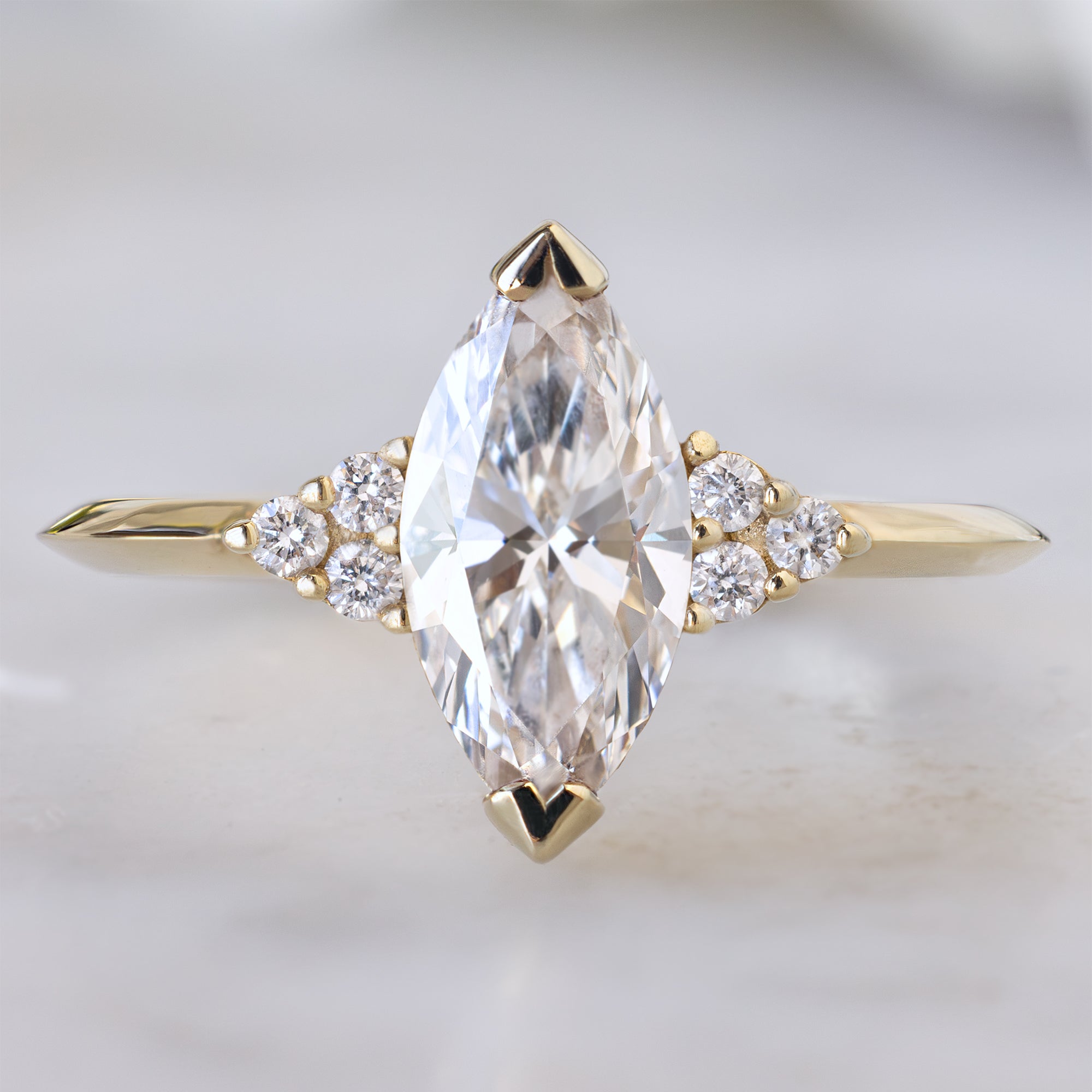 Alexis Russell  Engagement Rings The Ivy Ring | with a 1.00ct Lab Grown Marquise White Diamond in 14K Yellow Gold