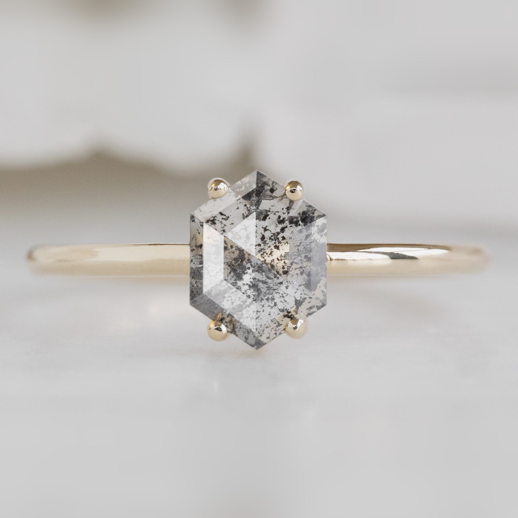 Alexis Russell  Engagement Rings The Bryn Ring | Build Your Own Hexagon Salt and Pepper Diamond Engagement Ring