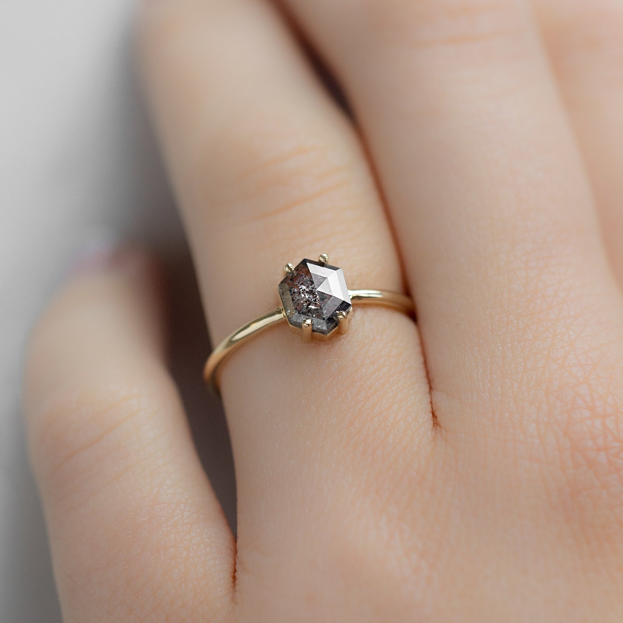 Alexis Russell  Engagement Rings The Bryn Ring | Build Your Own Hexagon Salt and Pepper Diamond Engagement Ring