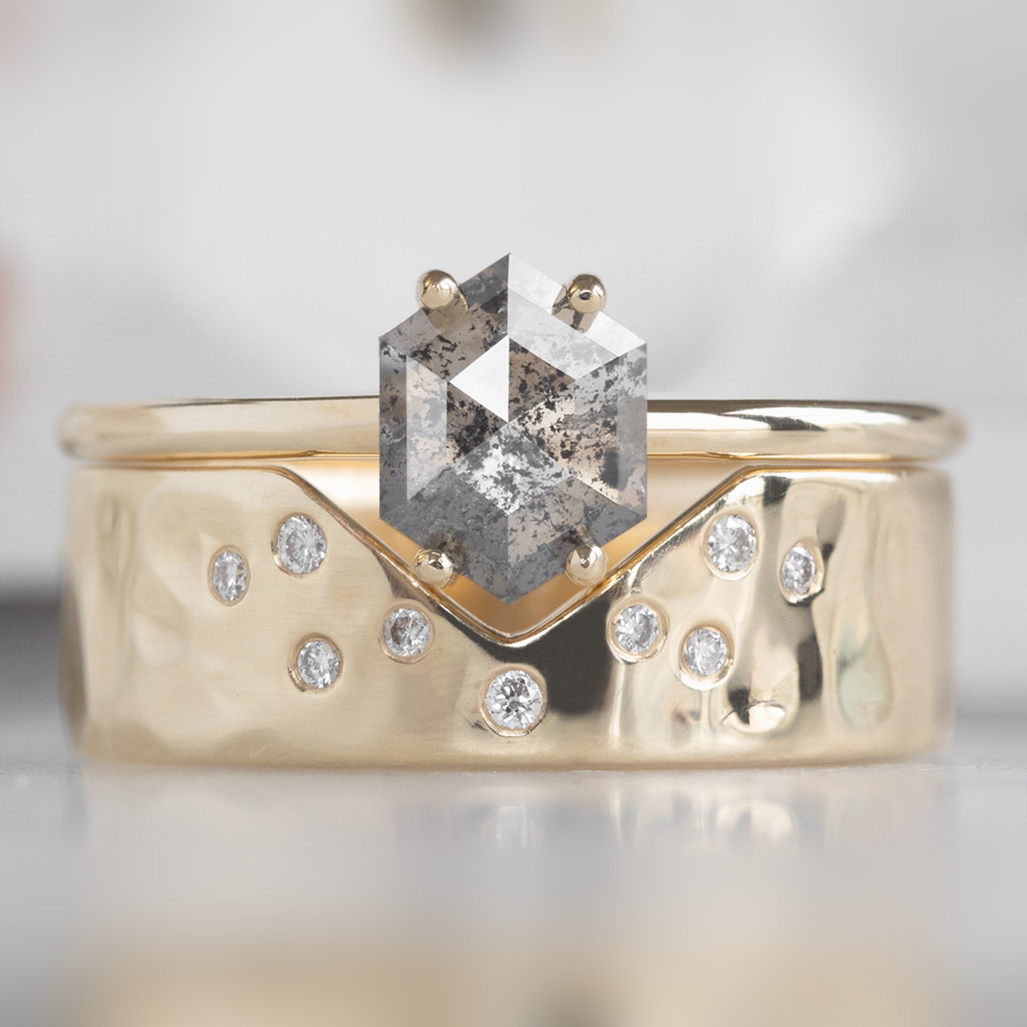 Alexis Russell  Engagement Rings The Bryn Ring | Build Your Own Hexagon Salt and Pepper Diamond Engagement Ring