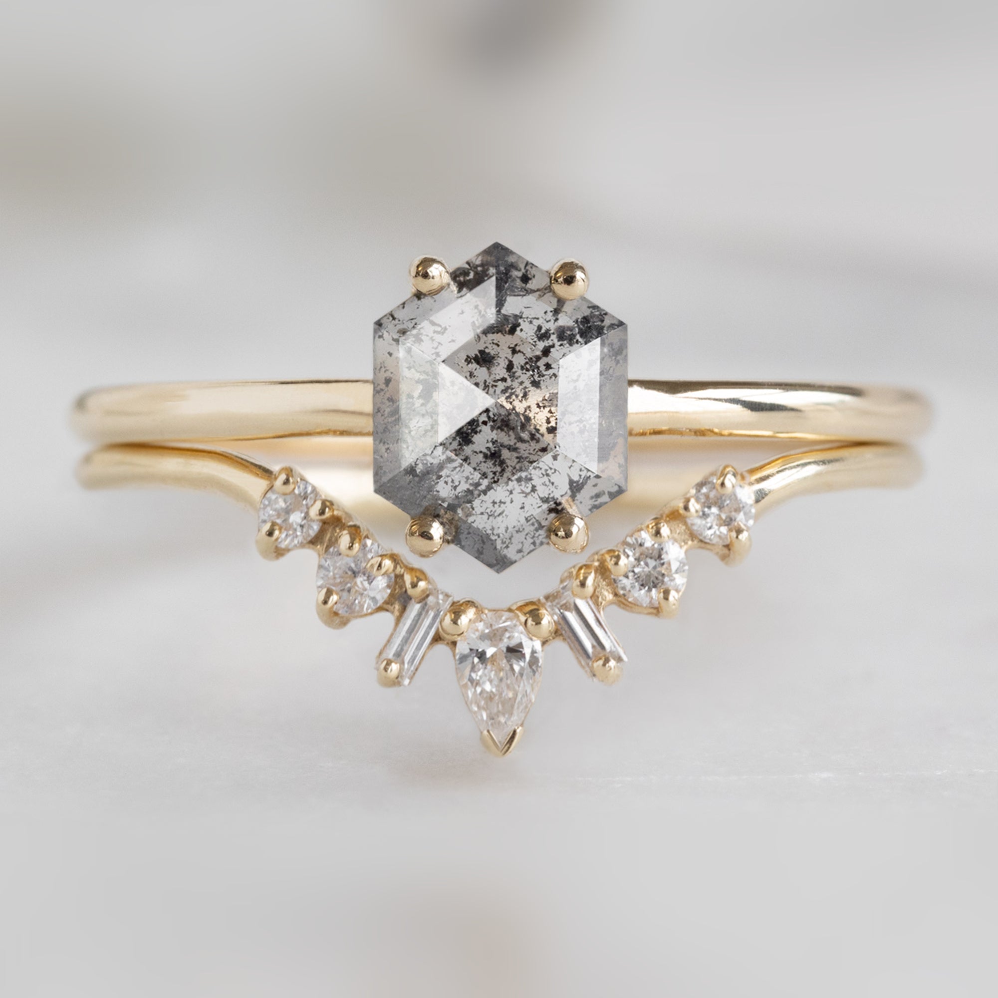 Alexis Russell  Engagement Rings The Bryn Ring | Build Your Own Hexagon Salt and Pepper Diamond Engagement Ring