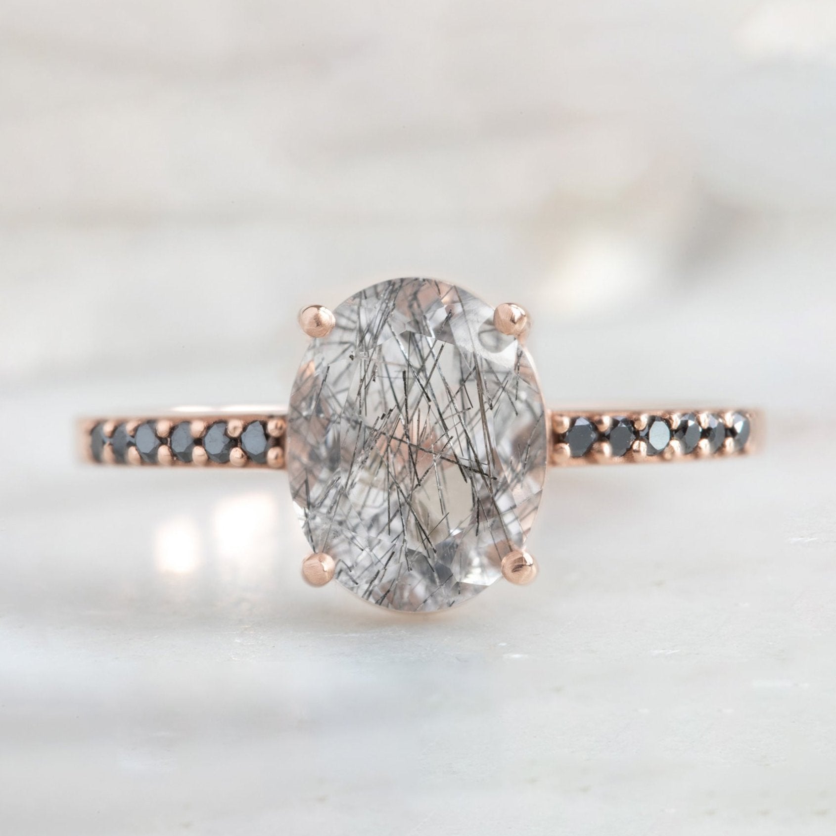 Alexis Russell Custom Diamond Ring Design Your Own Custom | Tourmaline in Quartz Engagement Ring