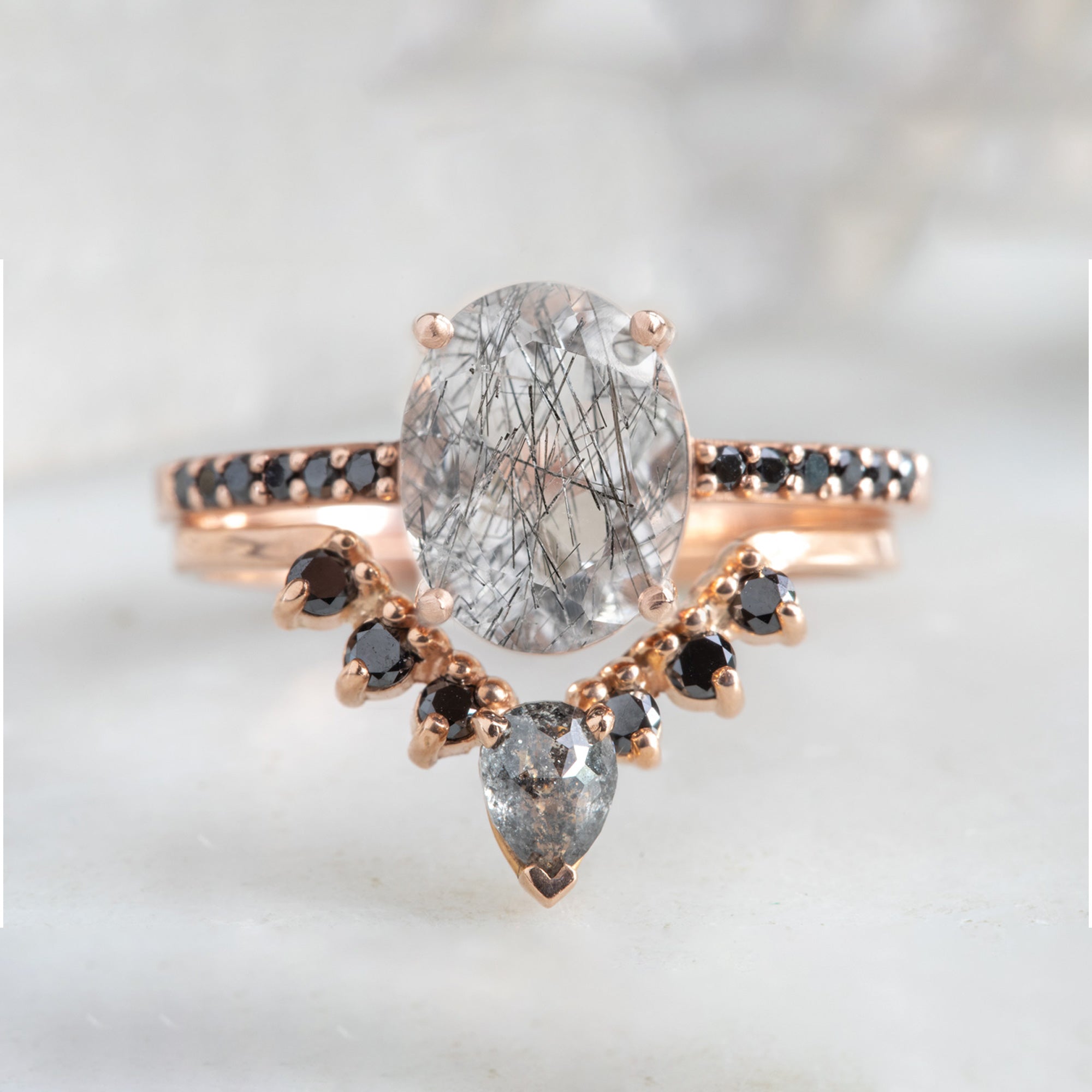 Alexis Russell Custom Diamond Ring Design Your Own Custom | Tourmaline in Quartz Engagement Ring
