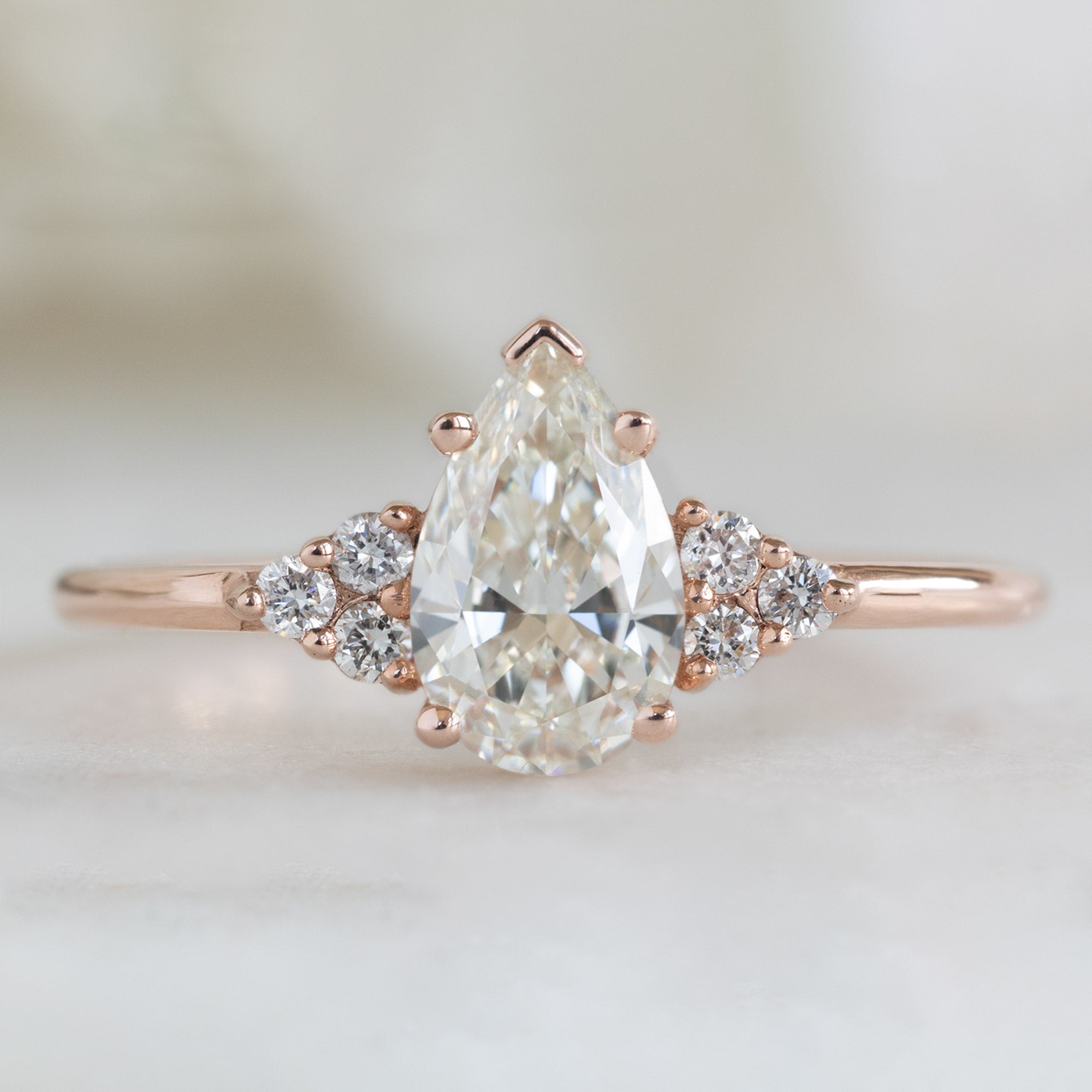Alexis Russell Engagement Rings The Ivy Ring | 0.70ct Pear Natural White Diamond in 14k Rose Gold