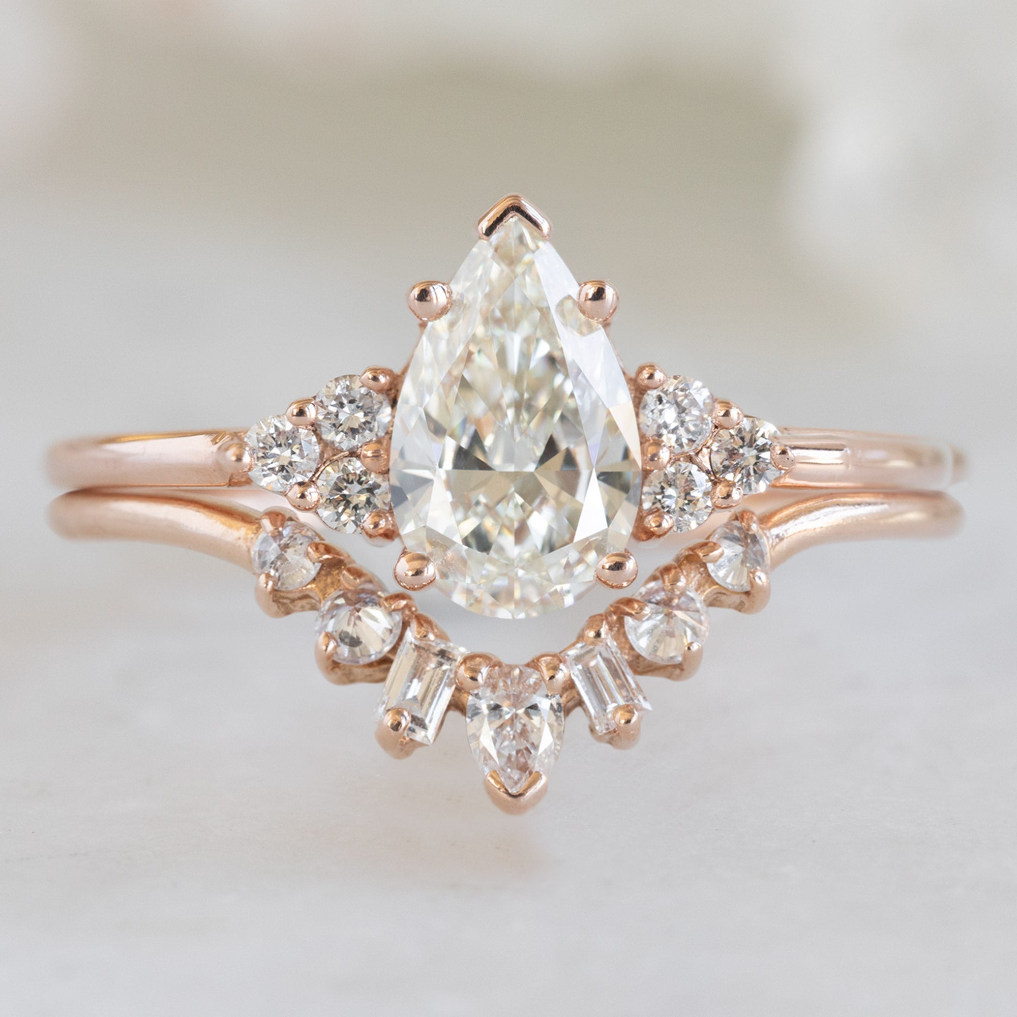 Alexis Russell Engagement Rings The Ivy Ring | 0.70ct Pear Natural White Diamond in 14k Rose Gold