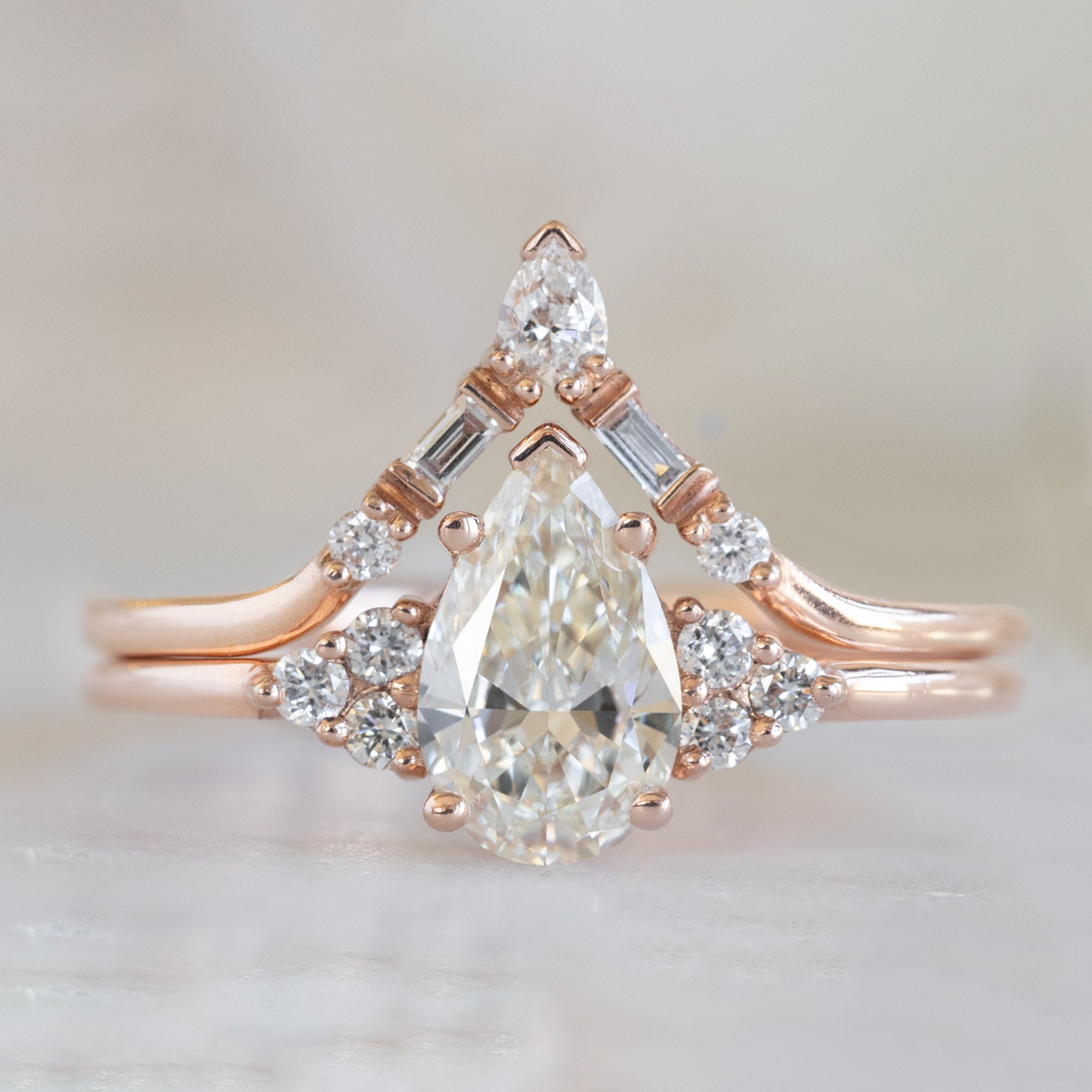 Alexis Russell Engagement Rings The Ivy Ring | 0.70ct Pear Natural White Diamond in 14k Rose Gold