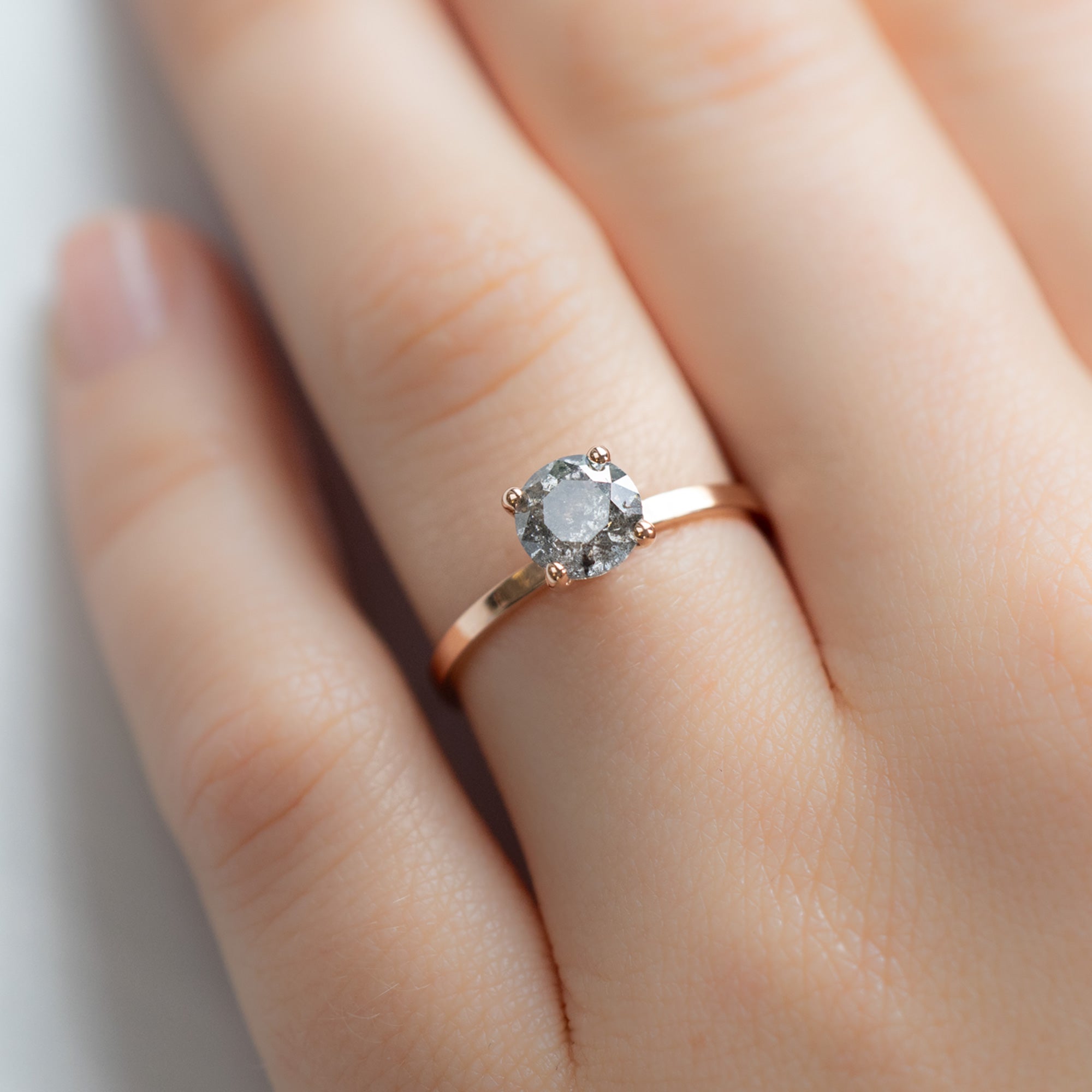 Alexis Russell Engagement Rings The Bryn Ring | 1.12ct Round Salt and Pepper Diamond in 14K Rose Gold
