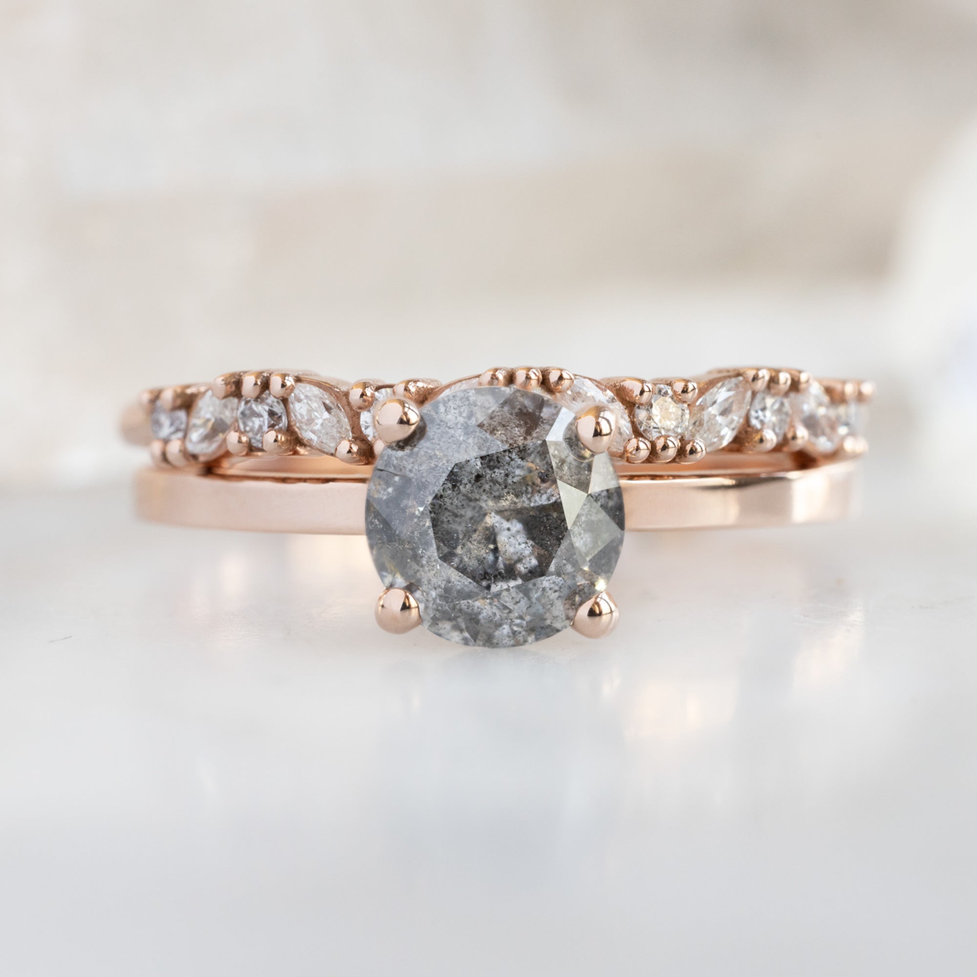 Alexis Russell Engagement Rings The Bryn Ring | 1.12ct Round Salt and Pepper Diamond in 14K Rose Gold