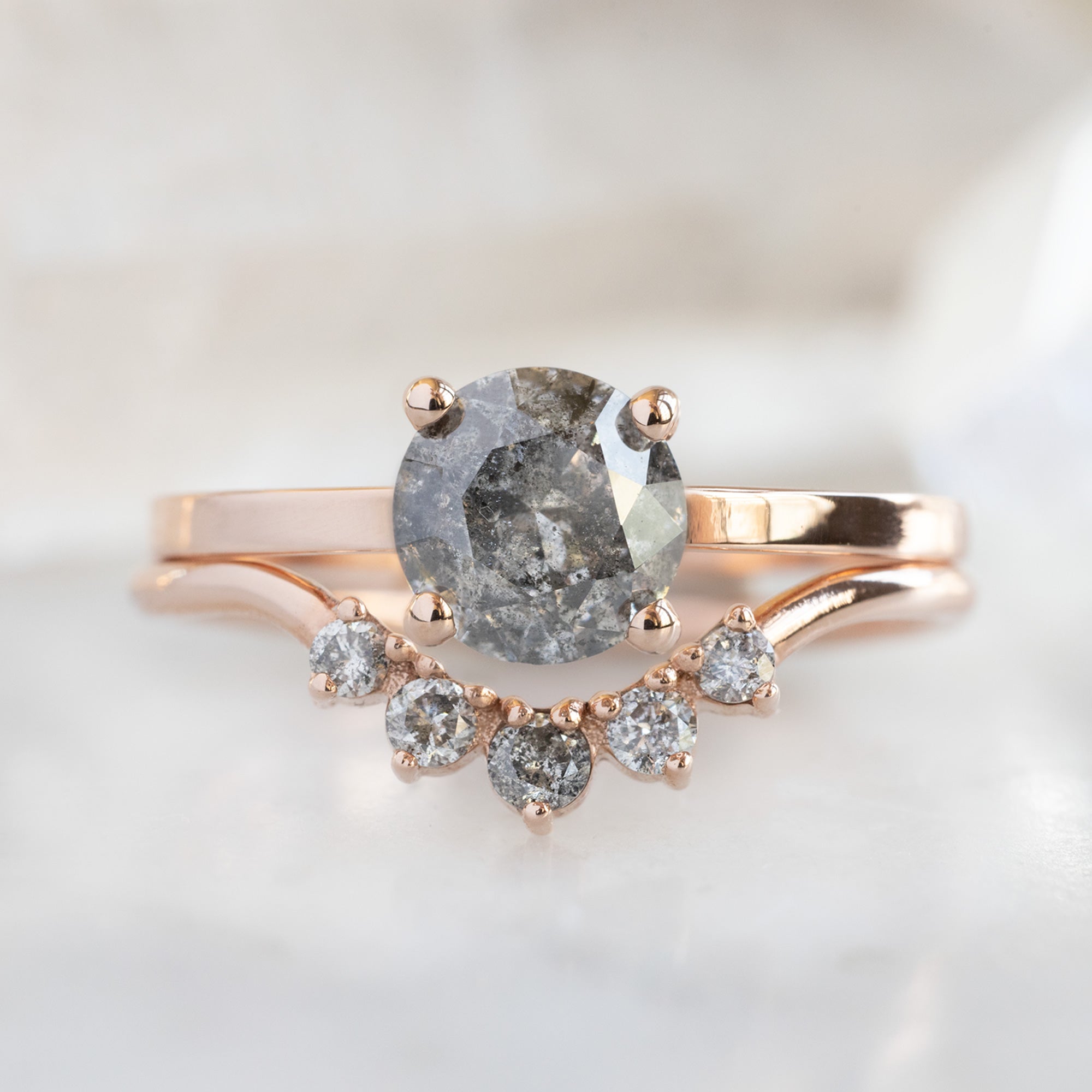 Alexis Russell Engagement Rings The Bryn Ring | 1.12ct Round Salt and Pepper Diamond in 14K Rose Gold