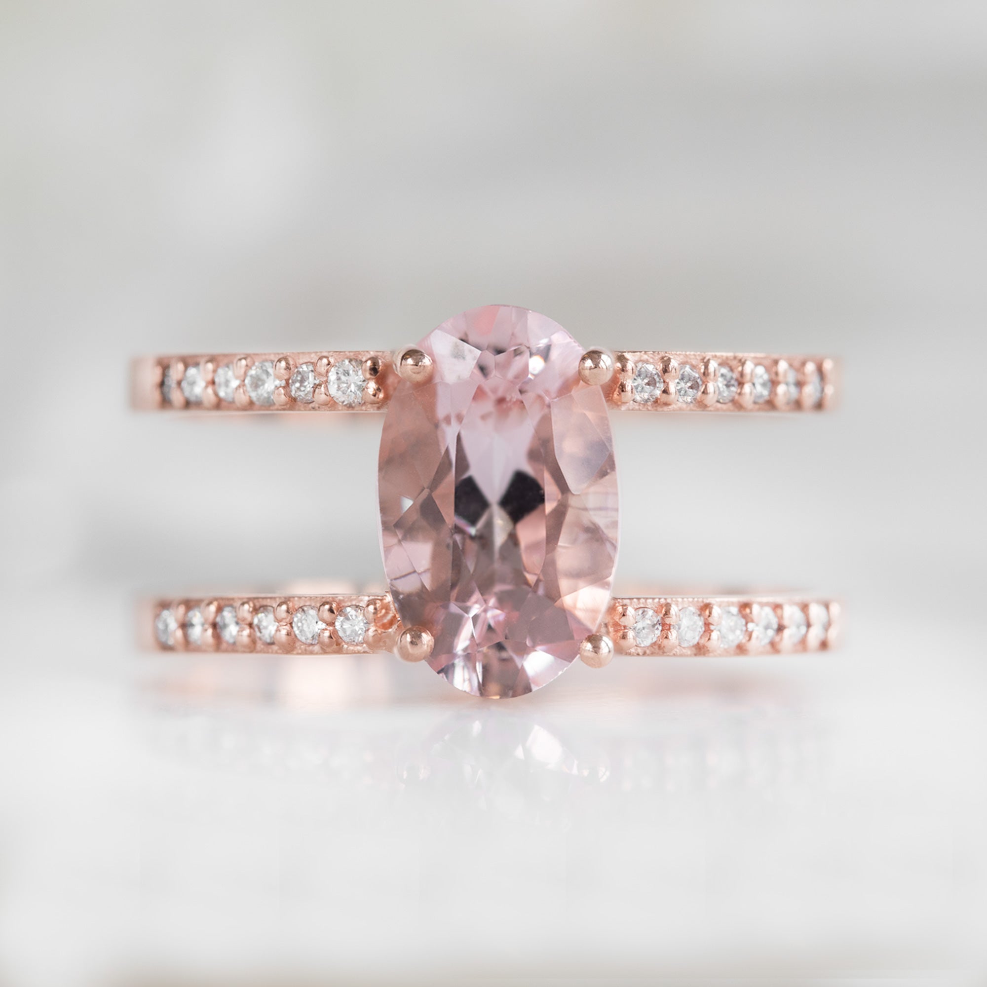 Alexis Russell Engagement Rings The Poppy Ring | 1.51ct Oval Morganite in 14K Rose Gold