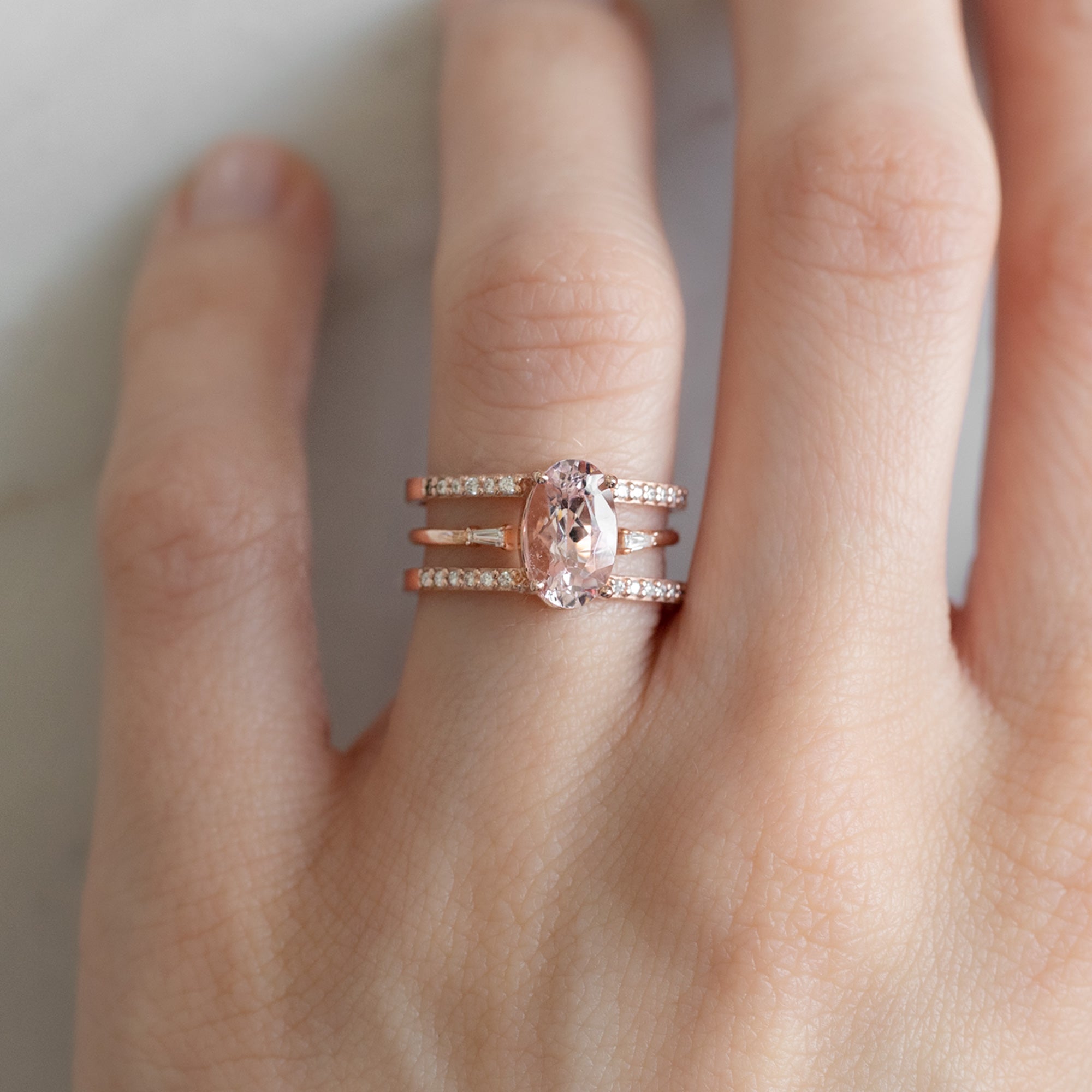 Alexis Russell Engagement Rings The Poppy Ring | 1.51ct Oval Morganite in 14K Rose Gold