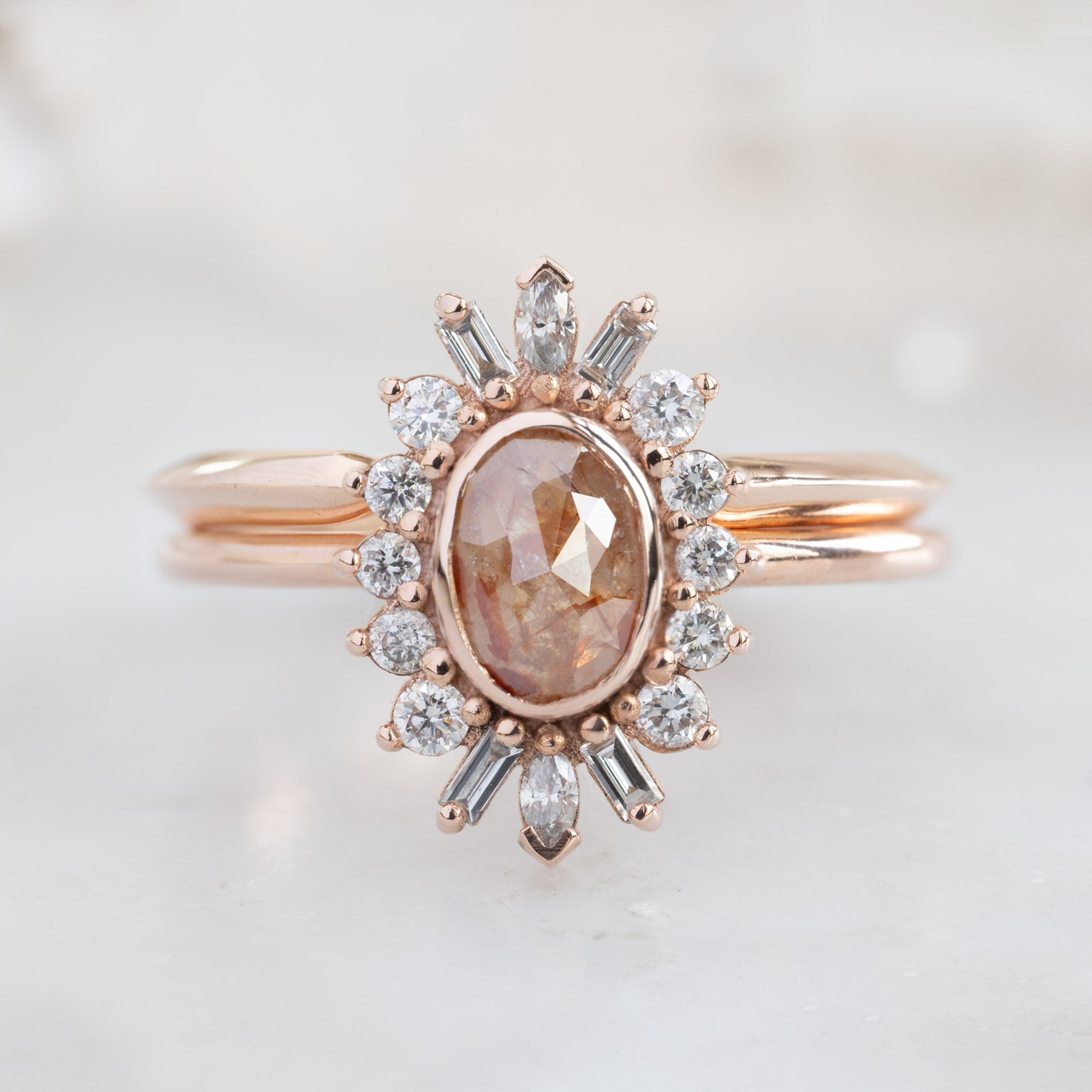 Alexis Russell Engagement Rings The Camellia Ring | 0.42ct Oval Red Diamond in 14K Rose Gold