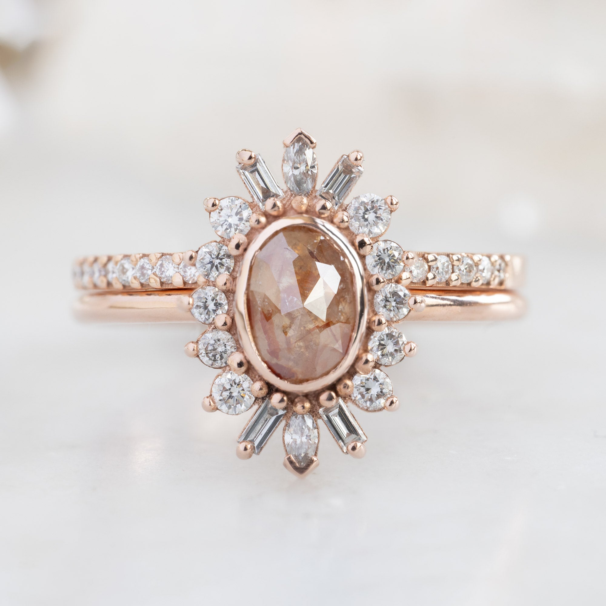 Alexis Russell Engagement Rings The Camellia Ring | 0.42ct Oval Red Diamond in 14K Rose Gold