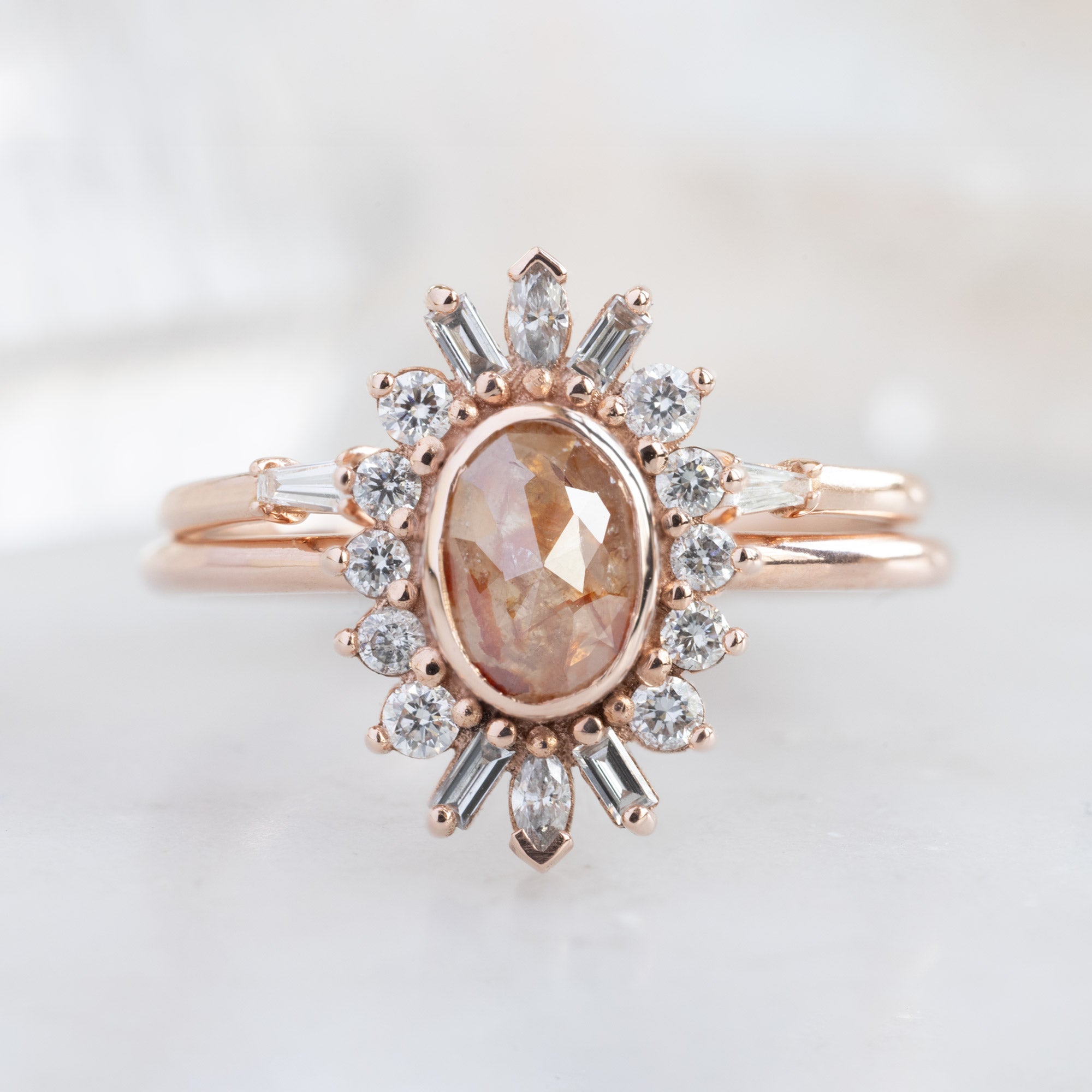 Alexis Russell Engagement Rings The Camellia Ring | 0.42ct Oval Red Diamond in 14K Rose Gold