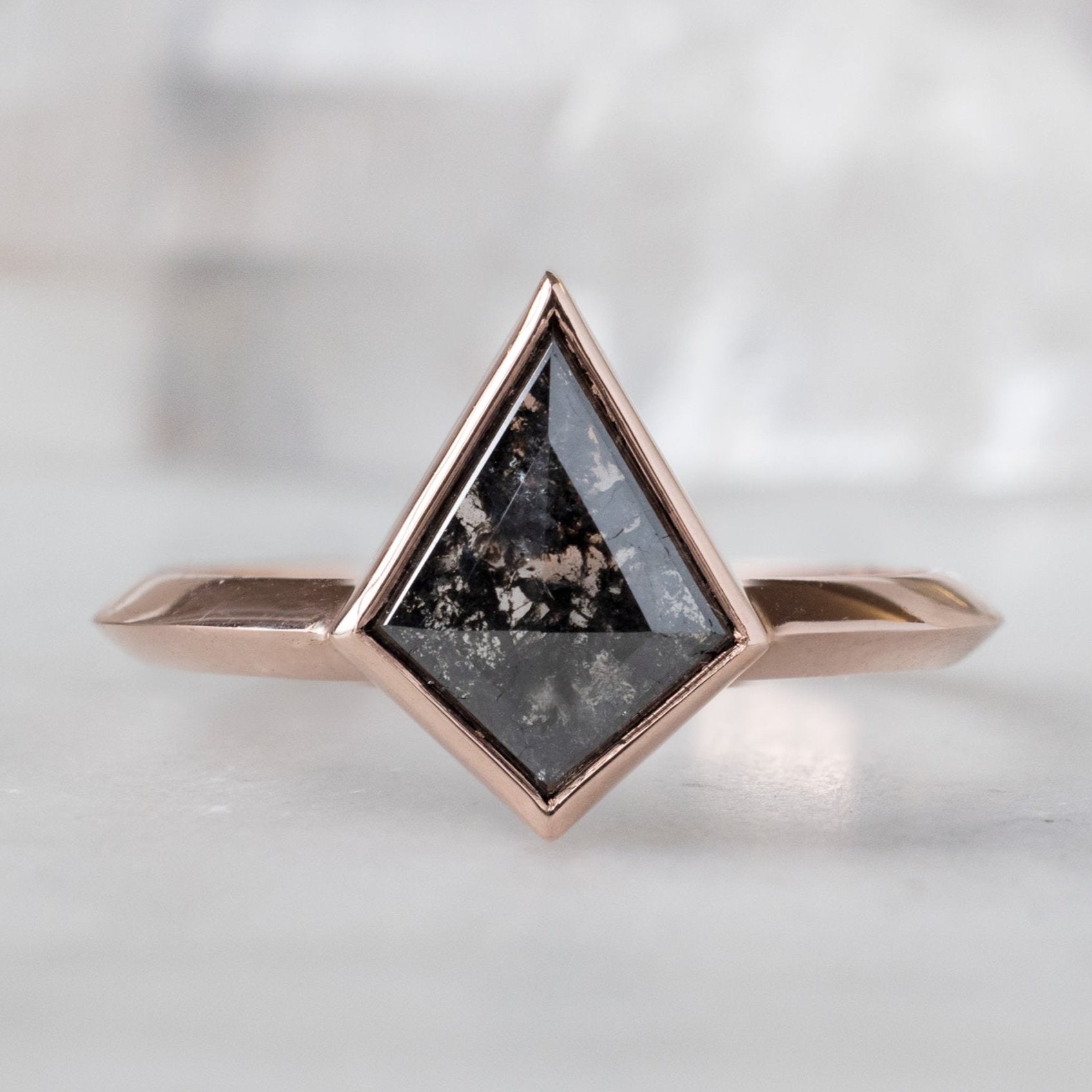 Alexis Russell Engagement Rings The Hazel Ring | 1.47ct Kite Black Diamond in 14K Rose Gold